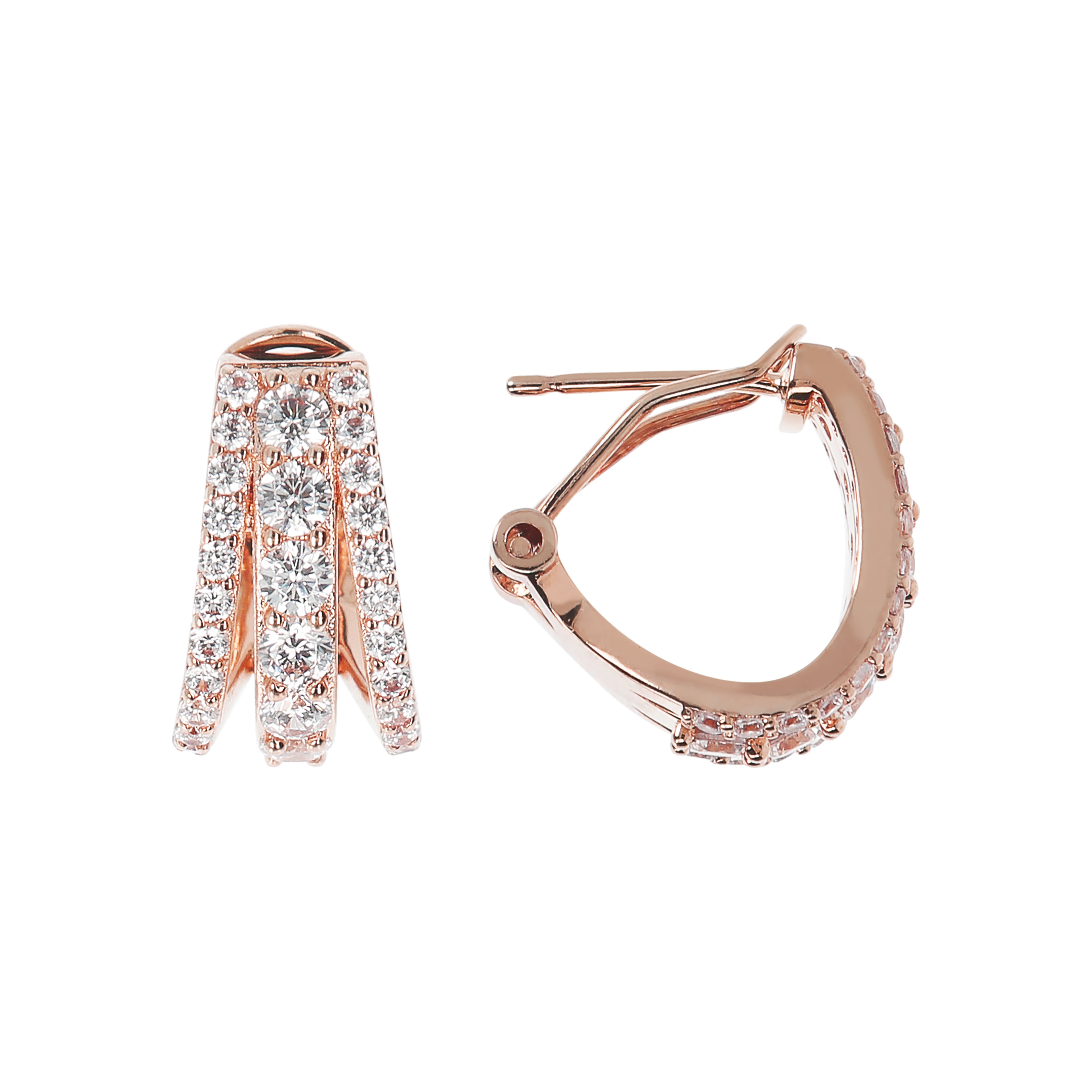 Orecchini Bronzallure metallo rose zirconi bianchi