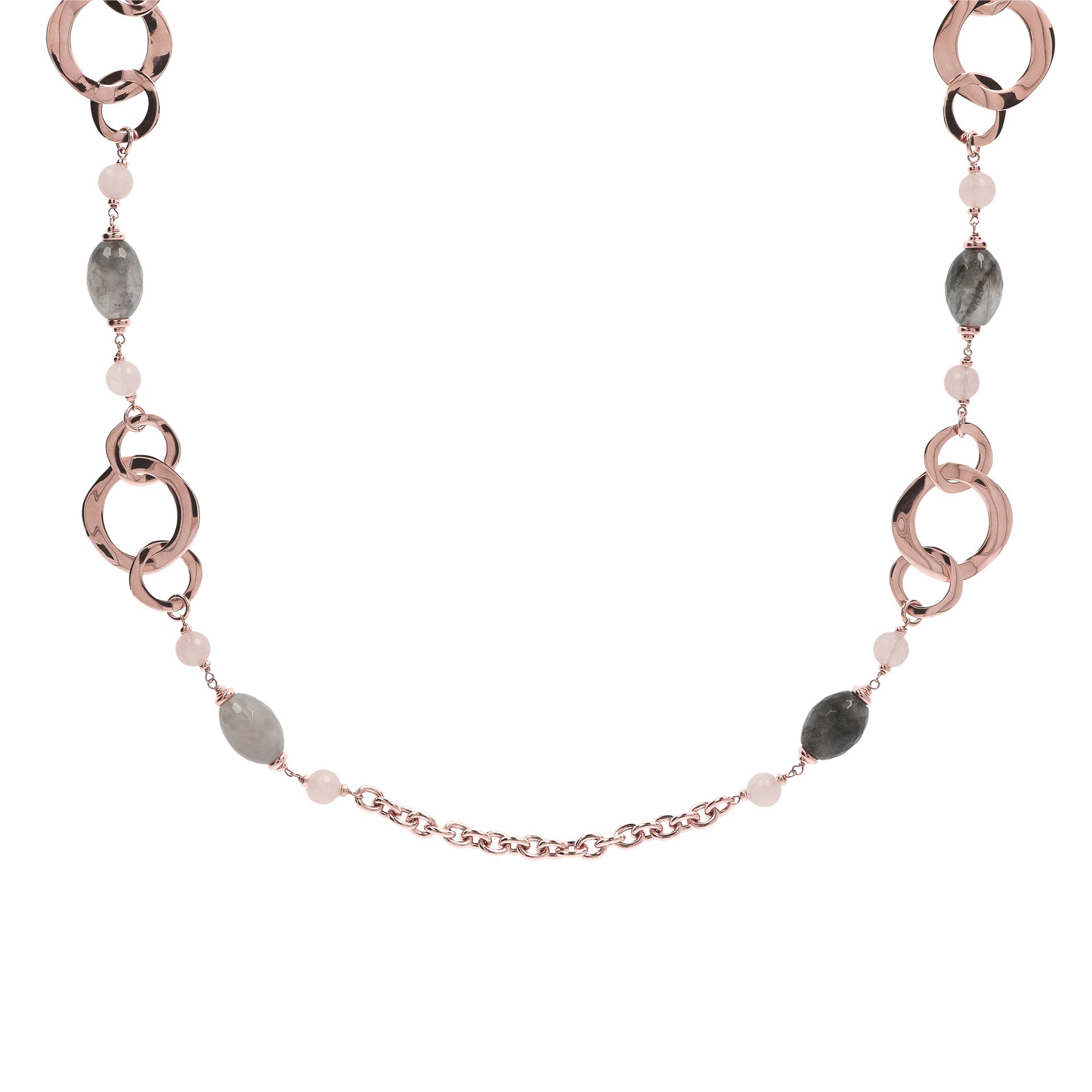Collana Bronzallure metallo rose con pietre dure