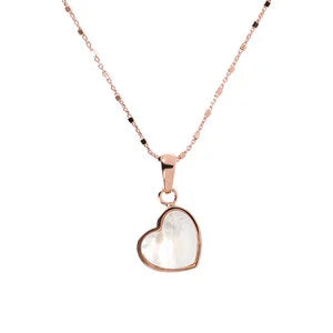 Collana Bronzallure in metallo rose con cuore in madreperla