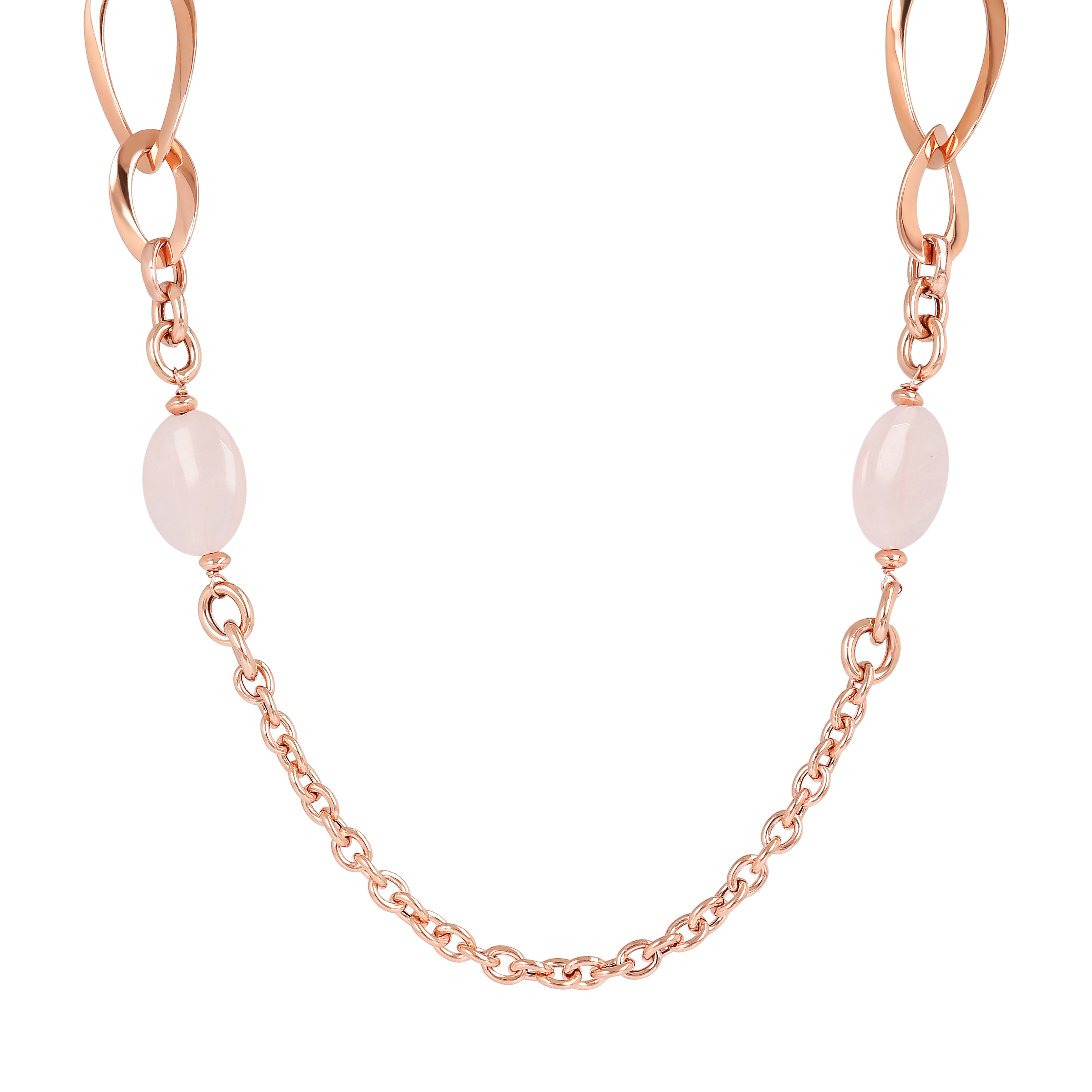 Collana Bronzallure in metallo rose con pietr rosa