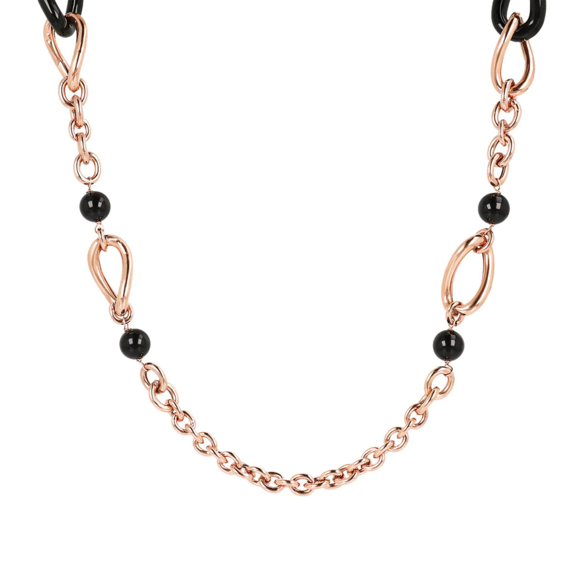 Collana Bronzallure Rolò con anelli e sfere in pietra naturale