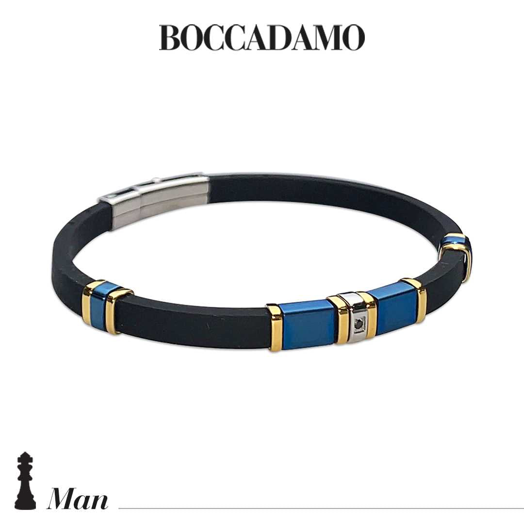 Bracciale Boccadamo in caucciù e acciaio bicolore