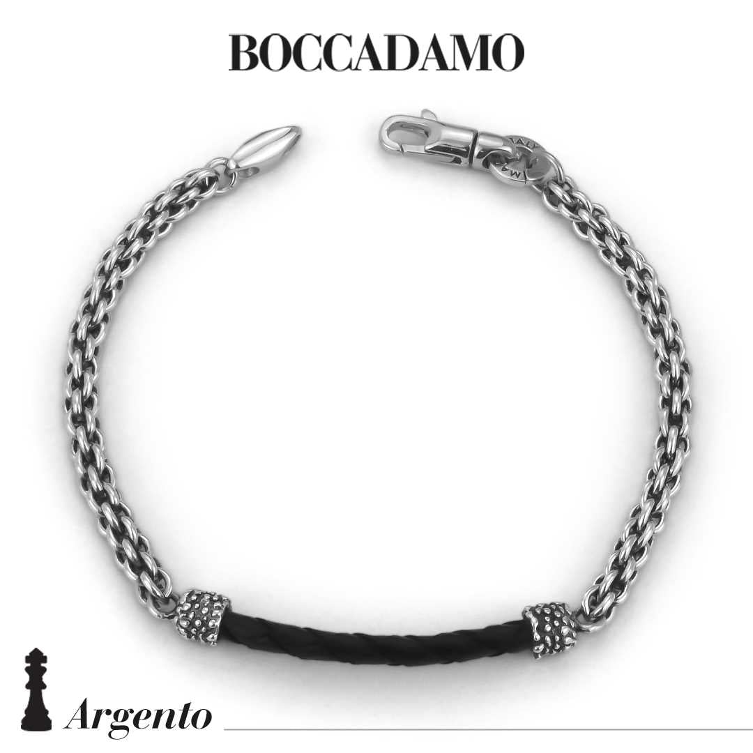 Bracciale Boccadamo Bottega in argento e pelle