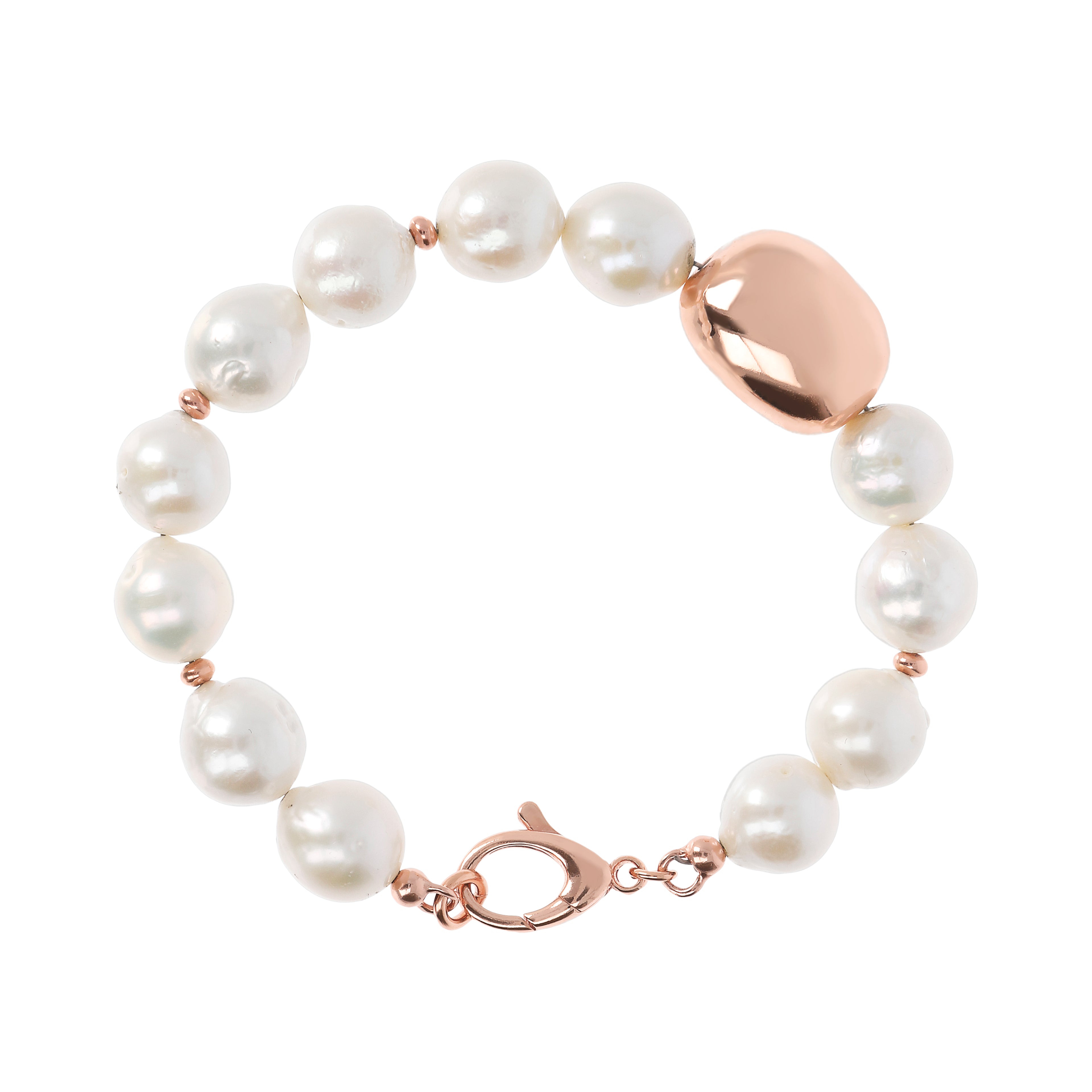 Bracciale Bronzallure in metallo rosa con perle