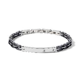Bracciale Comete in Acciaio lucido, ceramica nera e zircone bianco
