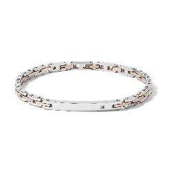 Bracciale Comete in acciaio lucido, trattamento PVD rosè e zircone bianco