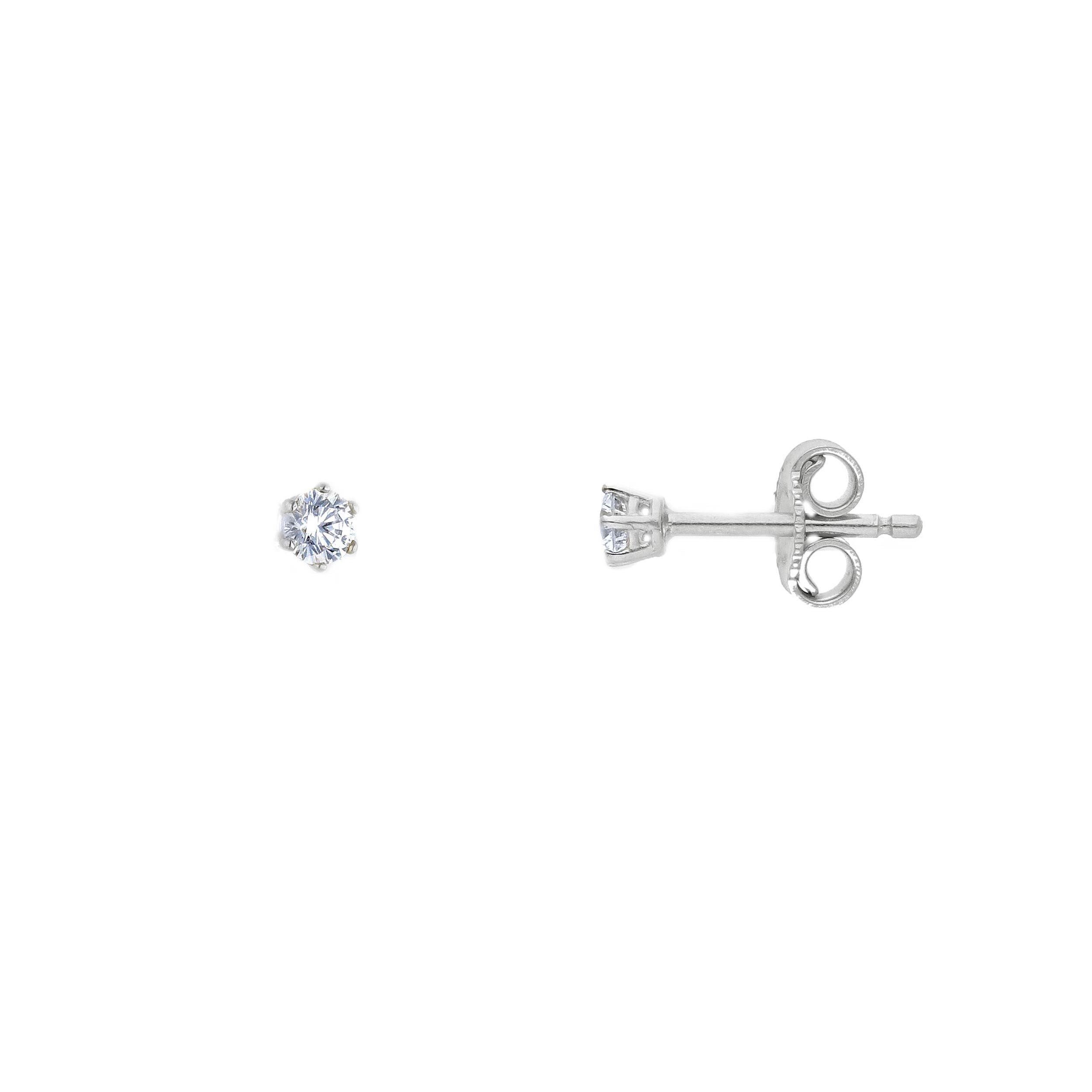 Orecchini Abeni solitario in oro bianco 18K con zirconi