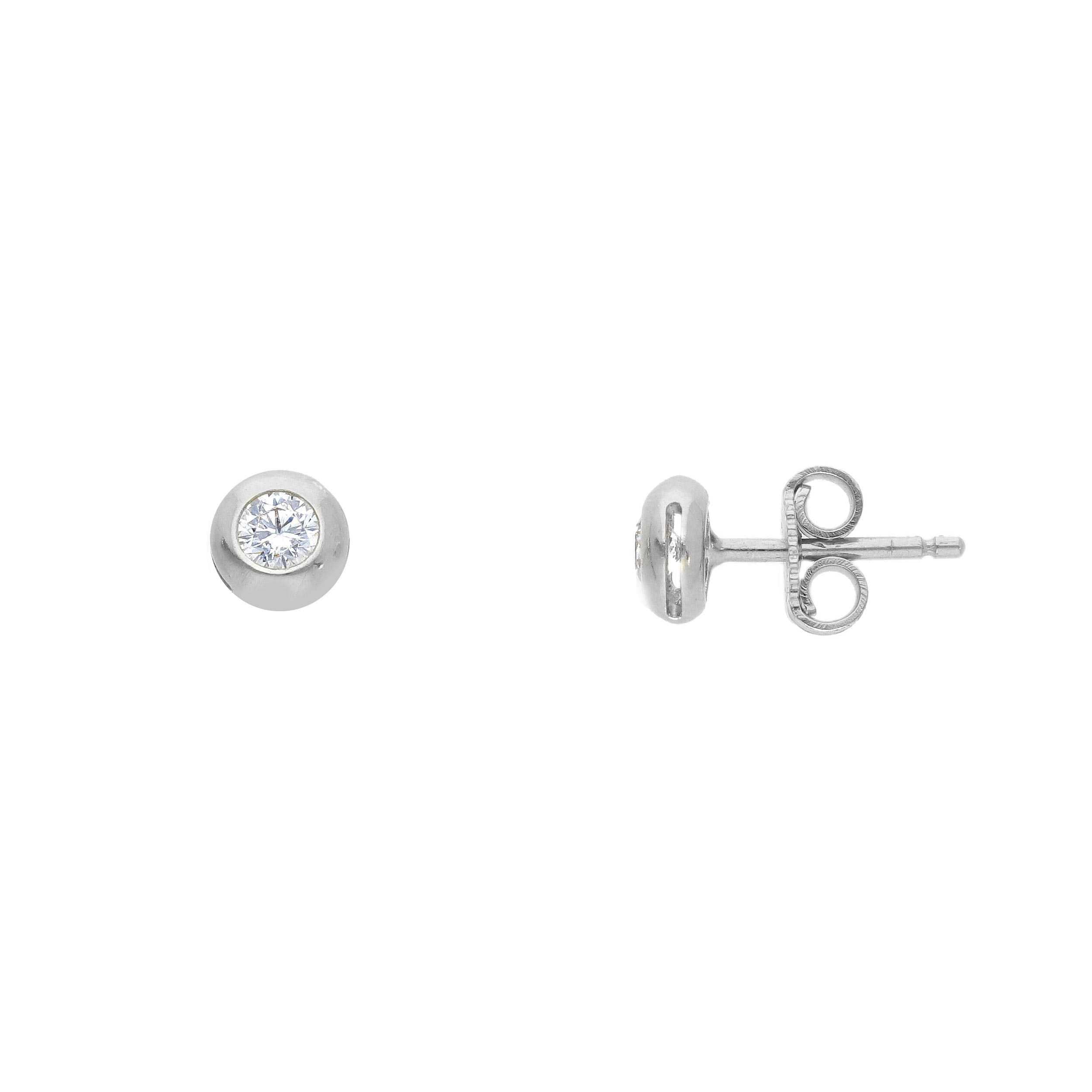 Orecchini oro bianco 18k con cubic zirconia diametro 5,7 mm