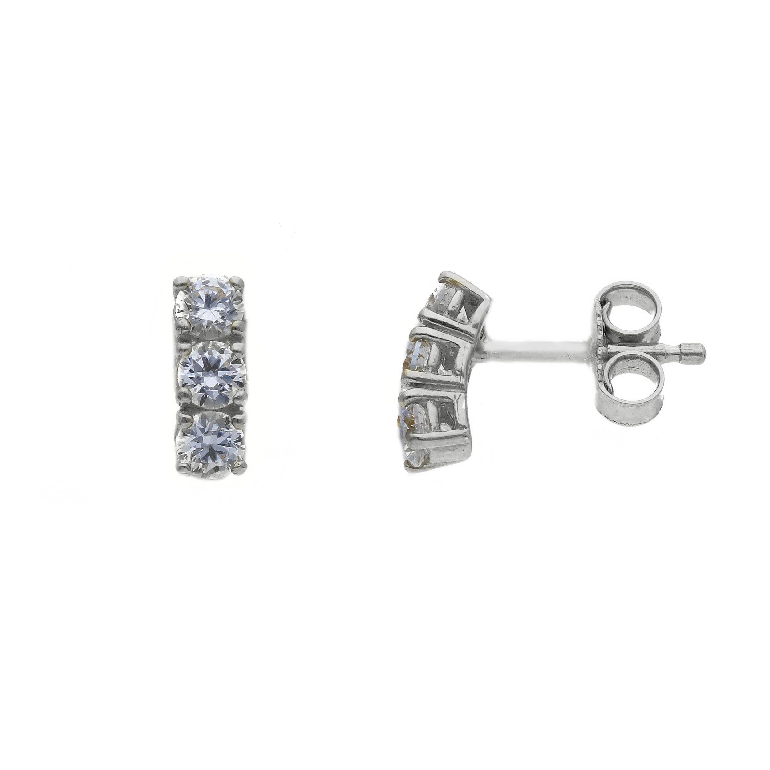 Orecchini Abeni trilogy in oro bianco 18k con zirconi