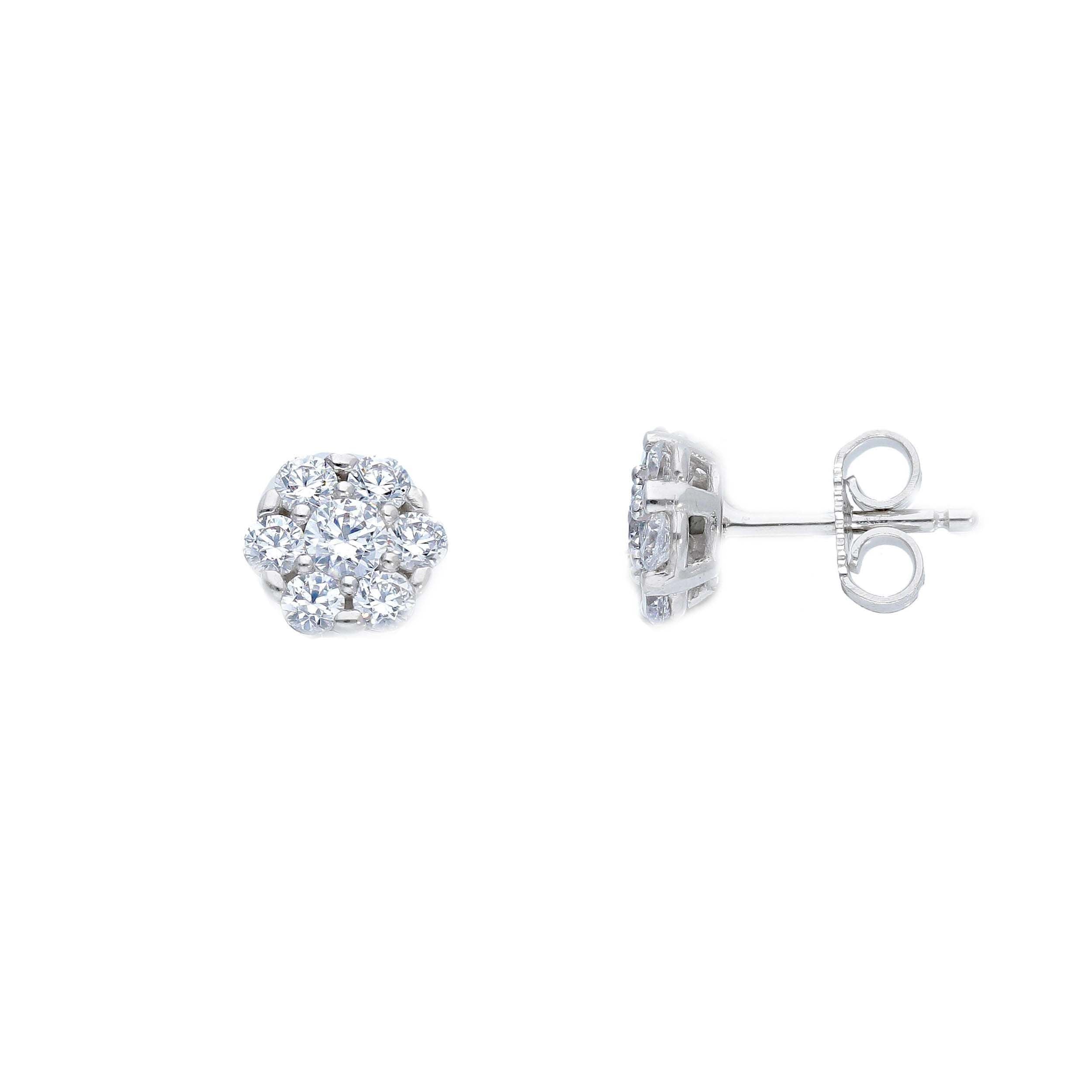 Orecchini abeni in oro bianco 18K con zirconi bianchi
