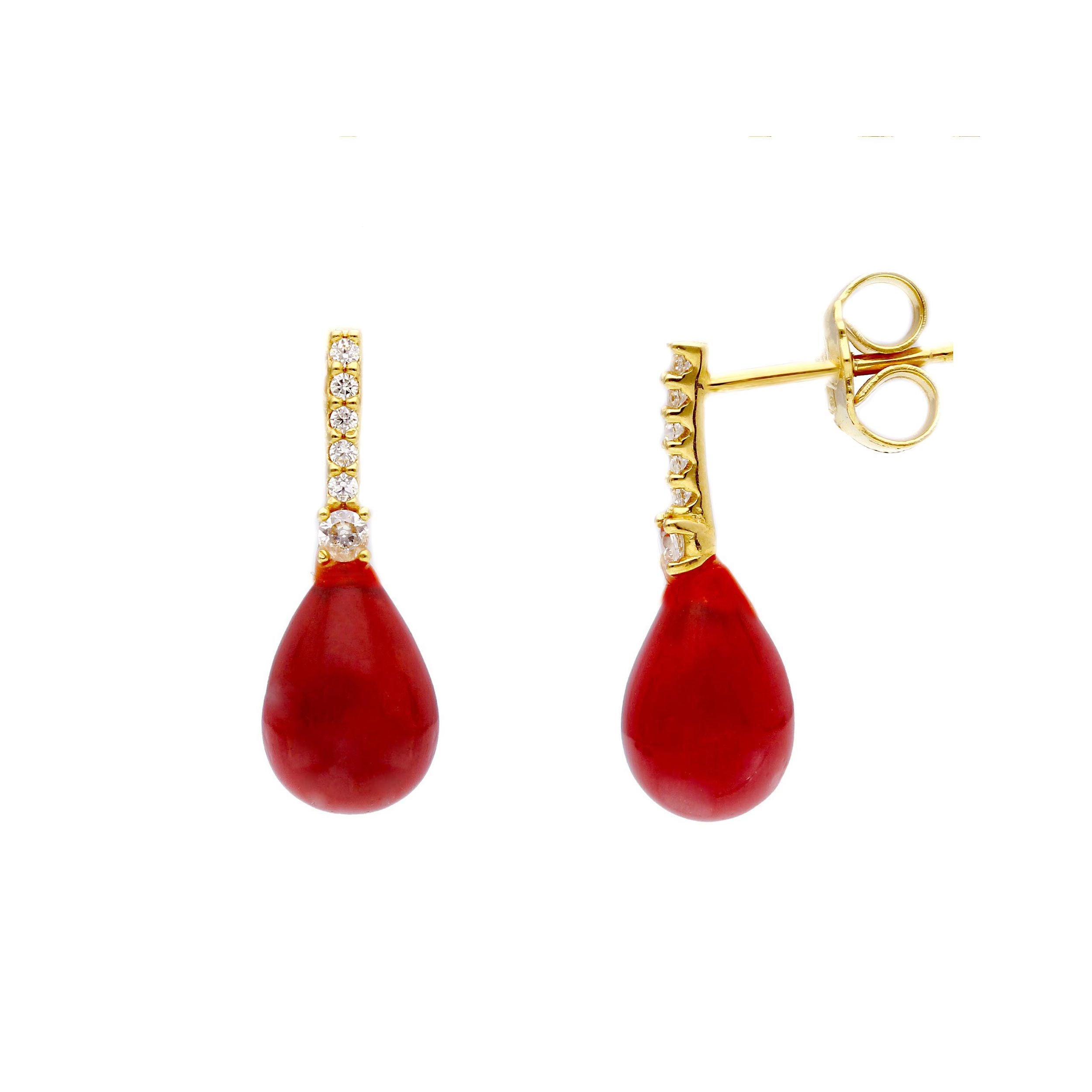Orecchini Abeni in oro 18K con corallo e zirconi