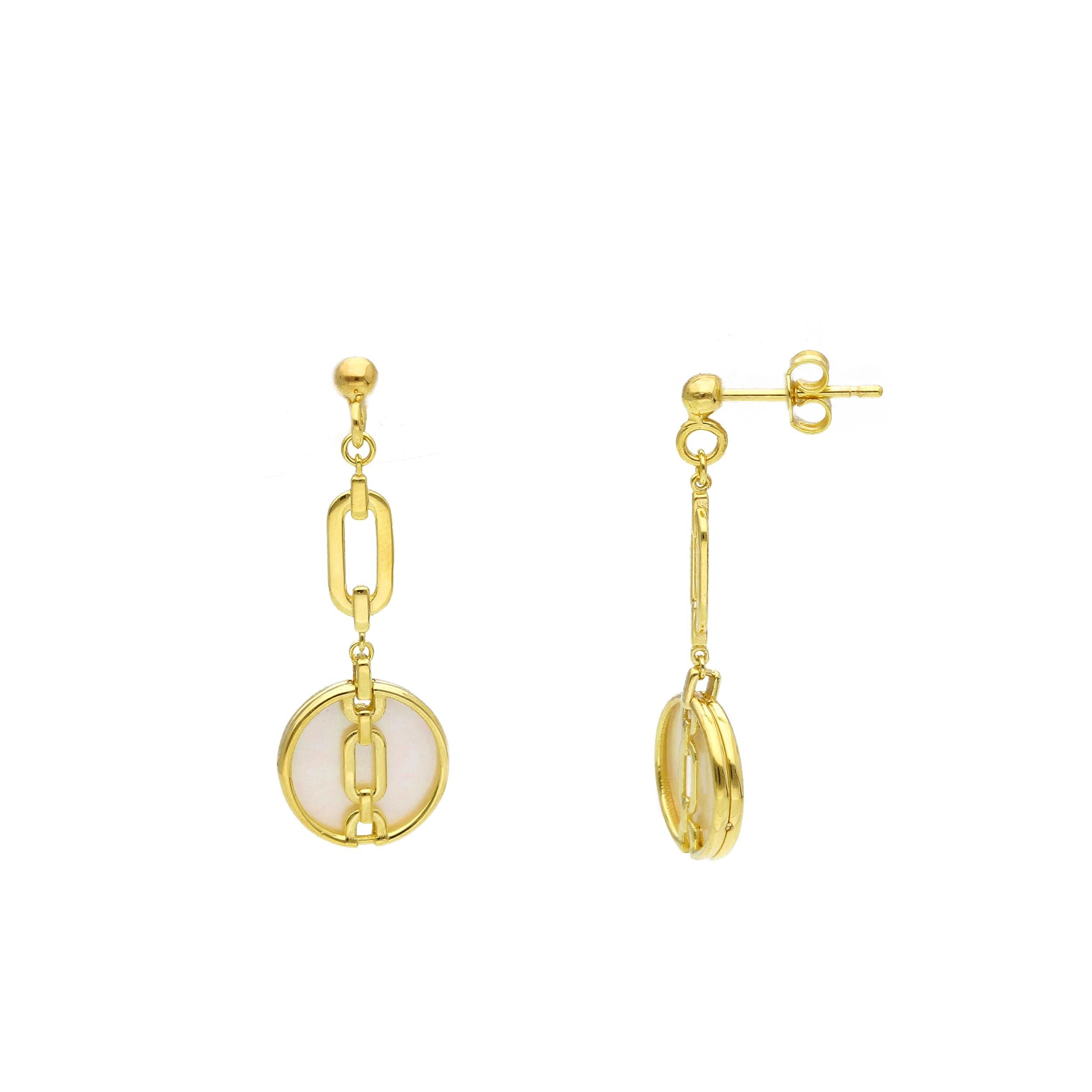 Orecchini abeni in oro giallo 18k con madreperla