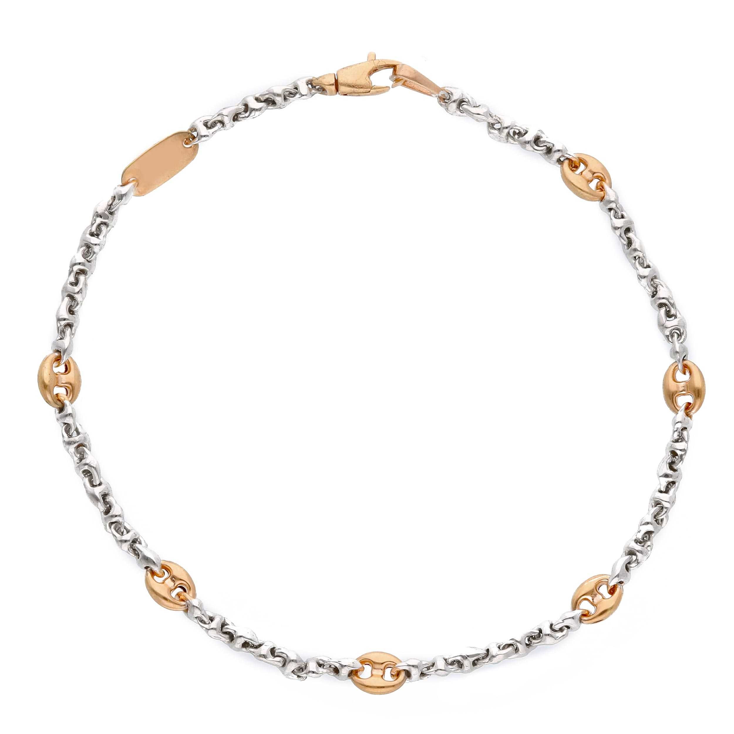 Bracciale in oro bianco e rosa 18K cm 21