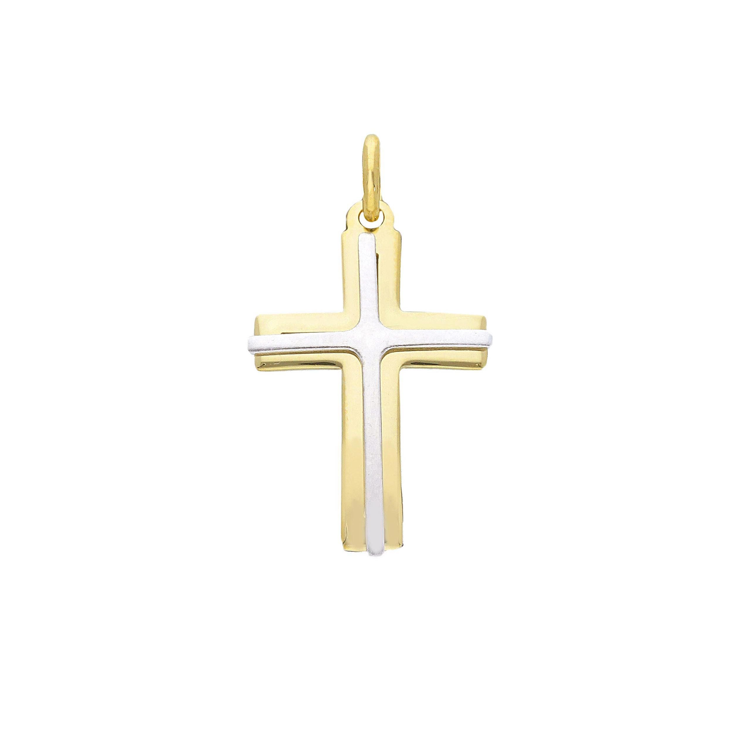 Ciondolo croce Abeni in oro bianco e giallo oro 18K