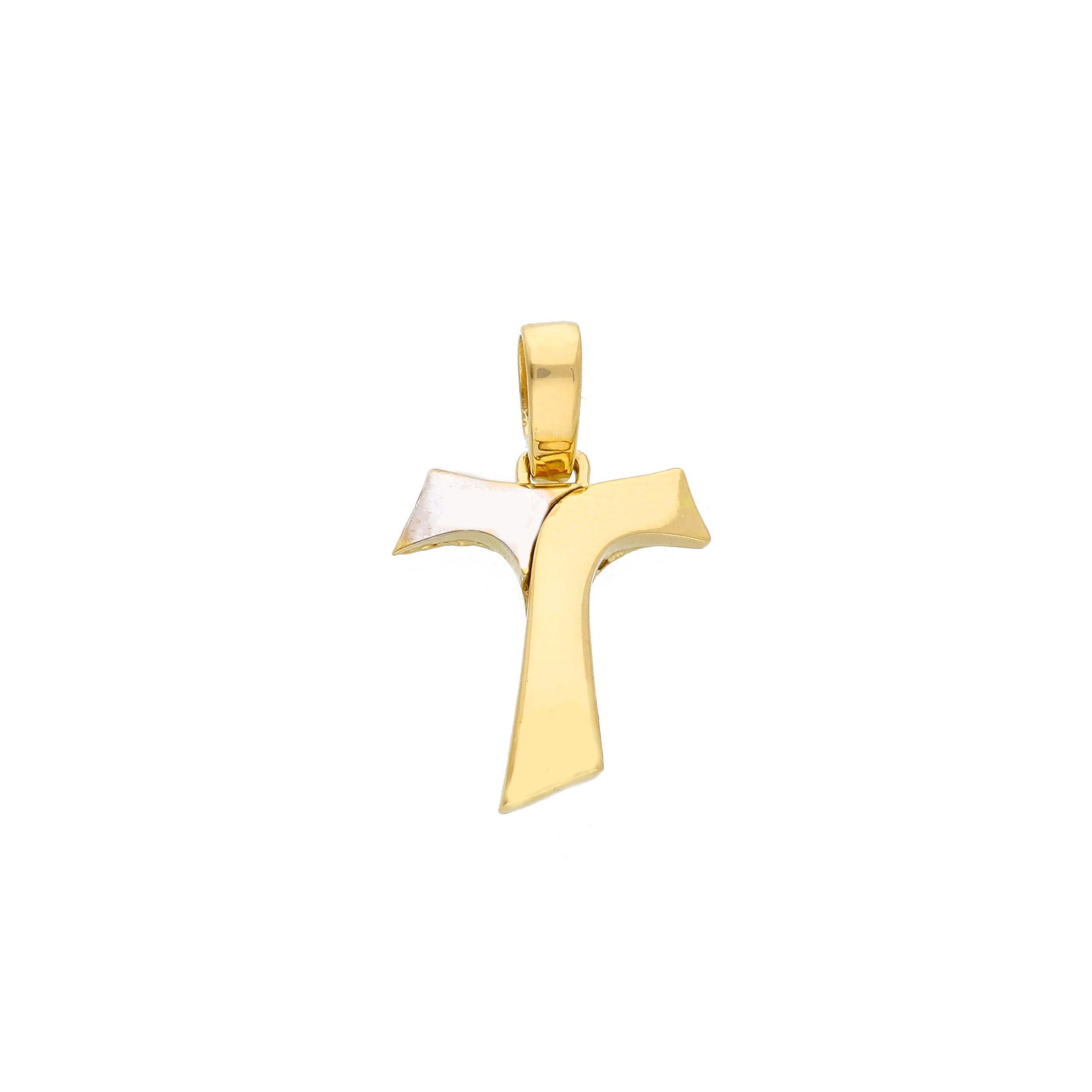 Croce Abeni in oro giallo e bianco 18k