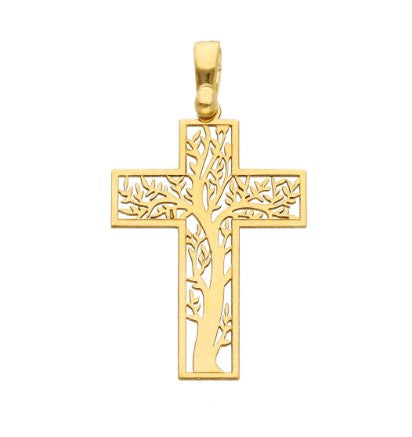 Croce Abeni in oro giallo 18k con albero della vita