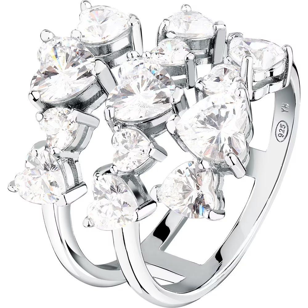 Anello Morellato Riflessi in argento con zirconi a cuore