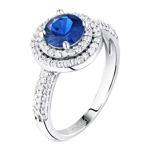 Anello Morellato Tesori in argento con zirconi blu e bianchi misura 10