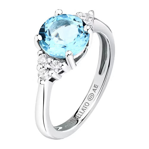 Anello Morellato Tesori in argento con zirconi azzurri e bianchi misura 10
