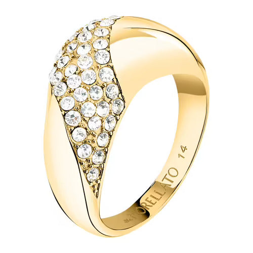 Anello Morellato Design in argento laminato giallo con zirconi misura 10