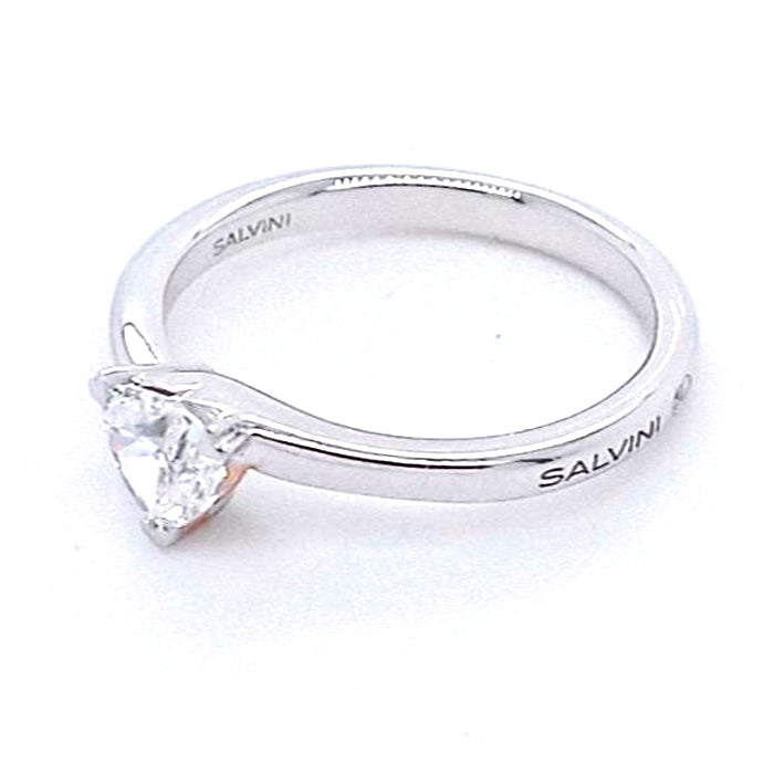 Anello Salvini Battito cuore plain in oro bianco e rosa con diamante
