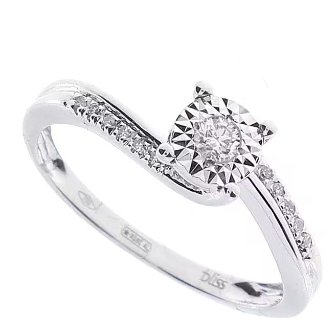 Anello Bliss Rugiada in oro bianco con diamanti