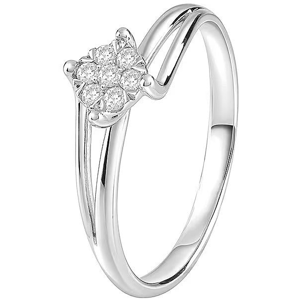Anello Bliss Rugiada in oro bianco con diamanti