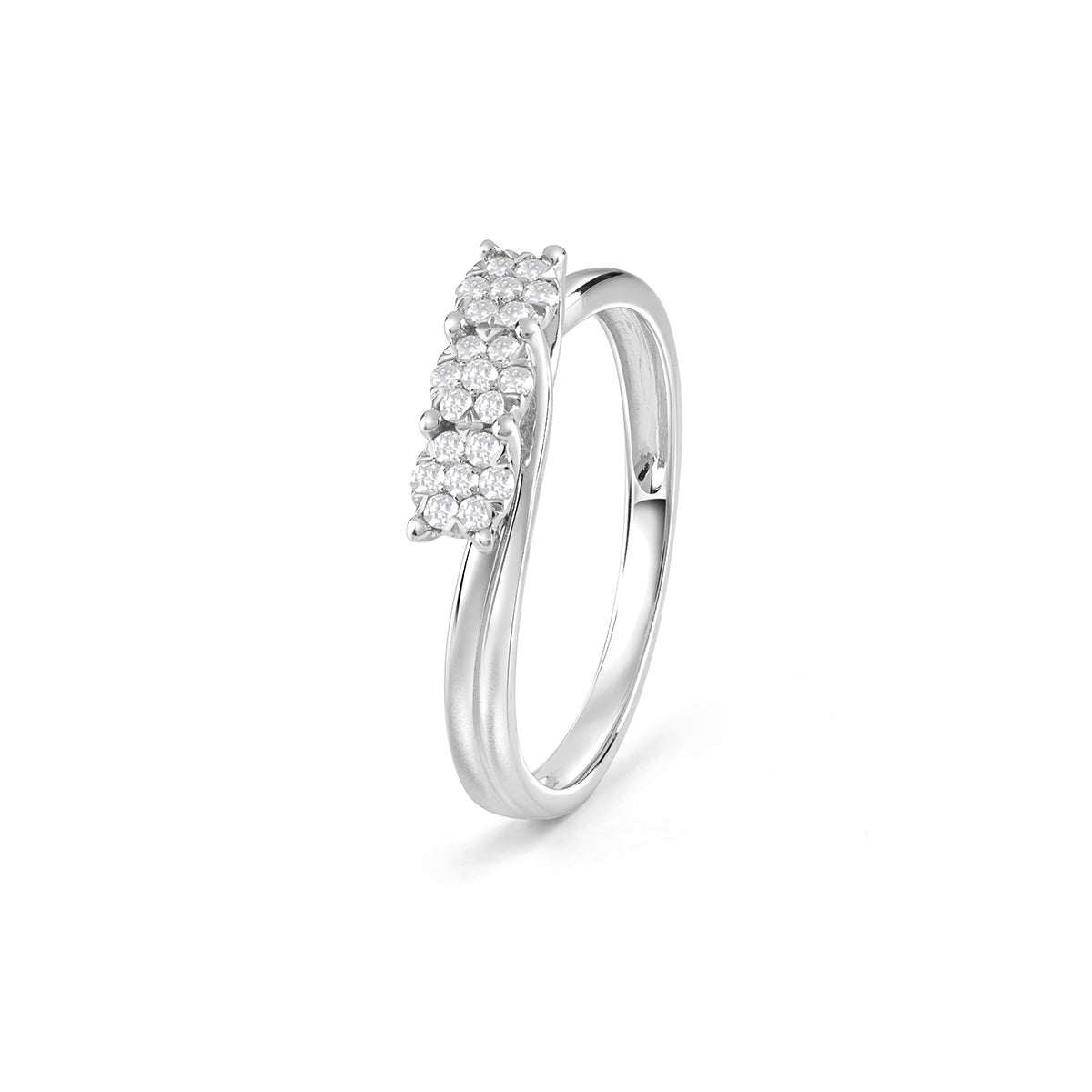 Anello Bliss Caresse in oro bianco con trilogi di diamanti