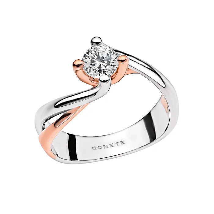 Anello Comete in oro con diamante solitario