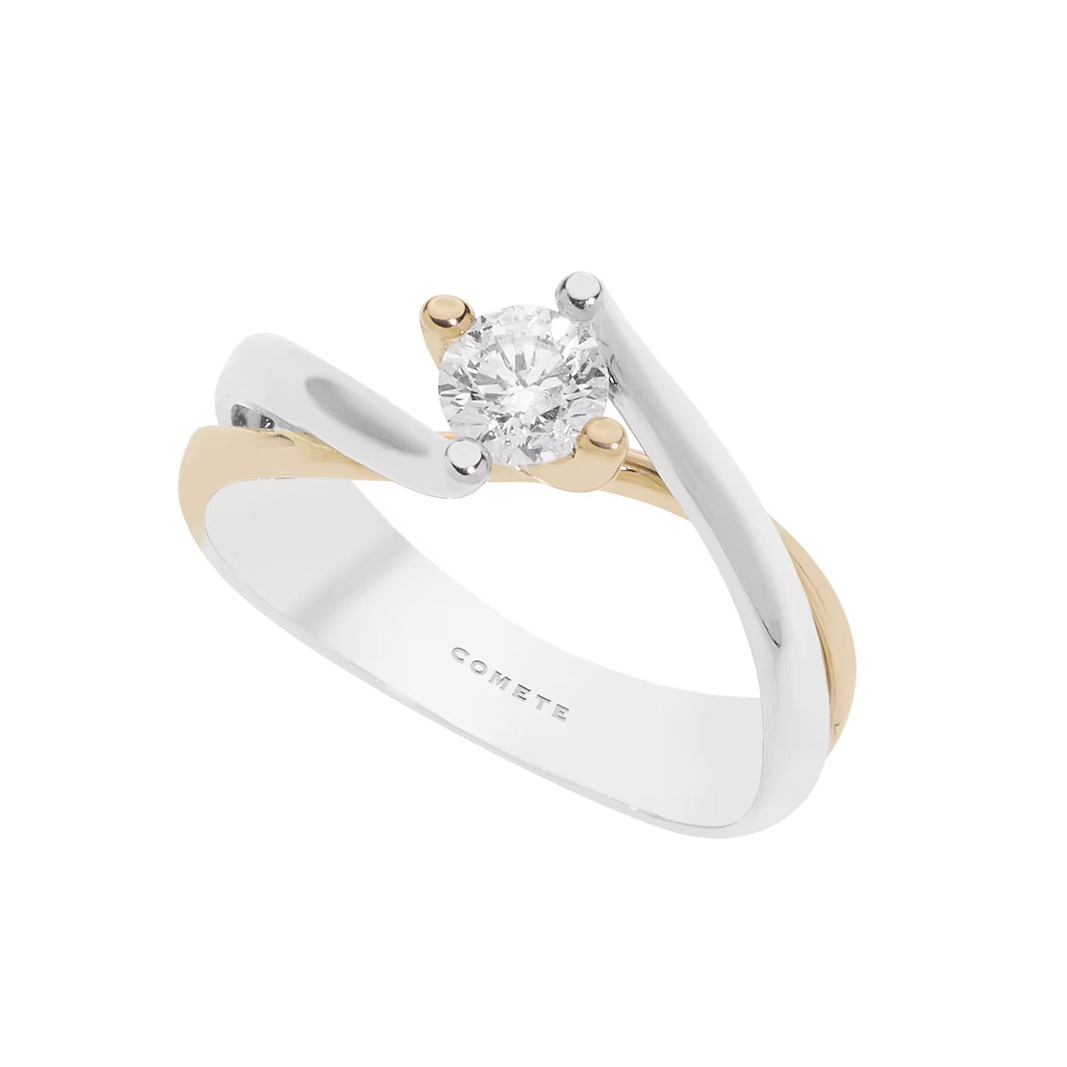 Anello Comete in oro 18K con diamante solitario