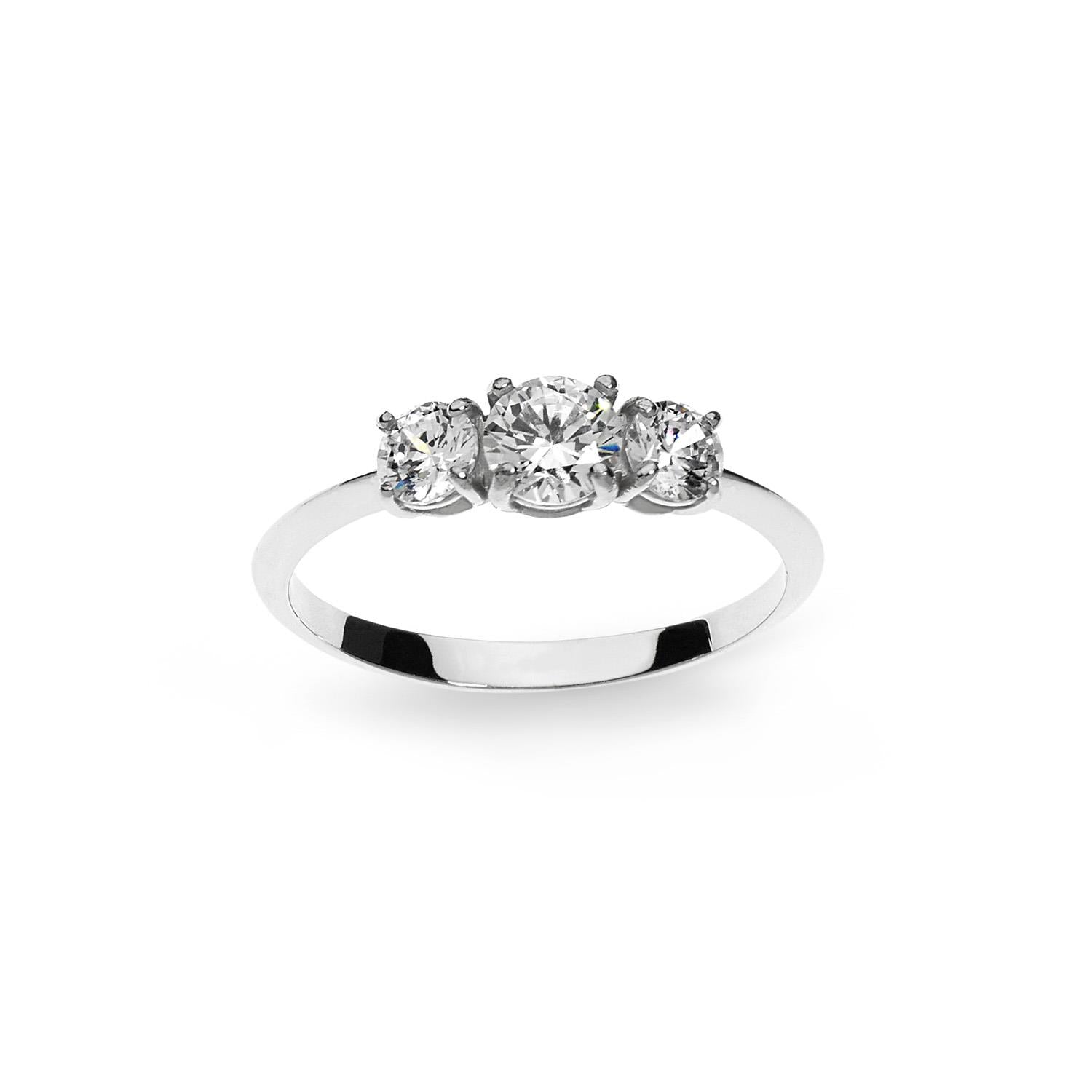 Anello Ambrosia in Oro bianco 18 k con Zirconi bianchi