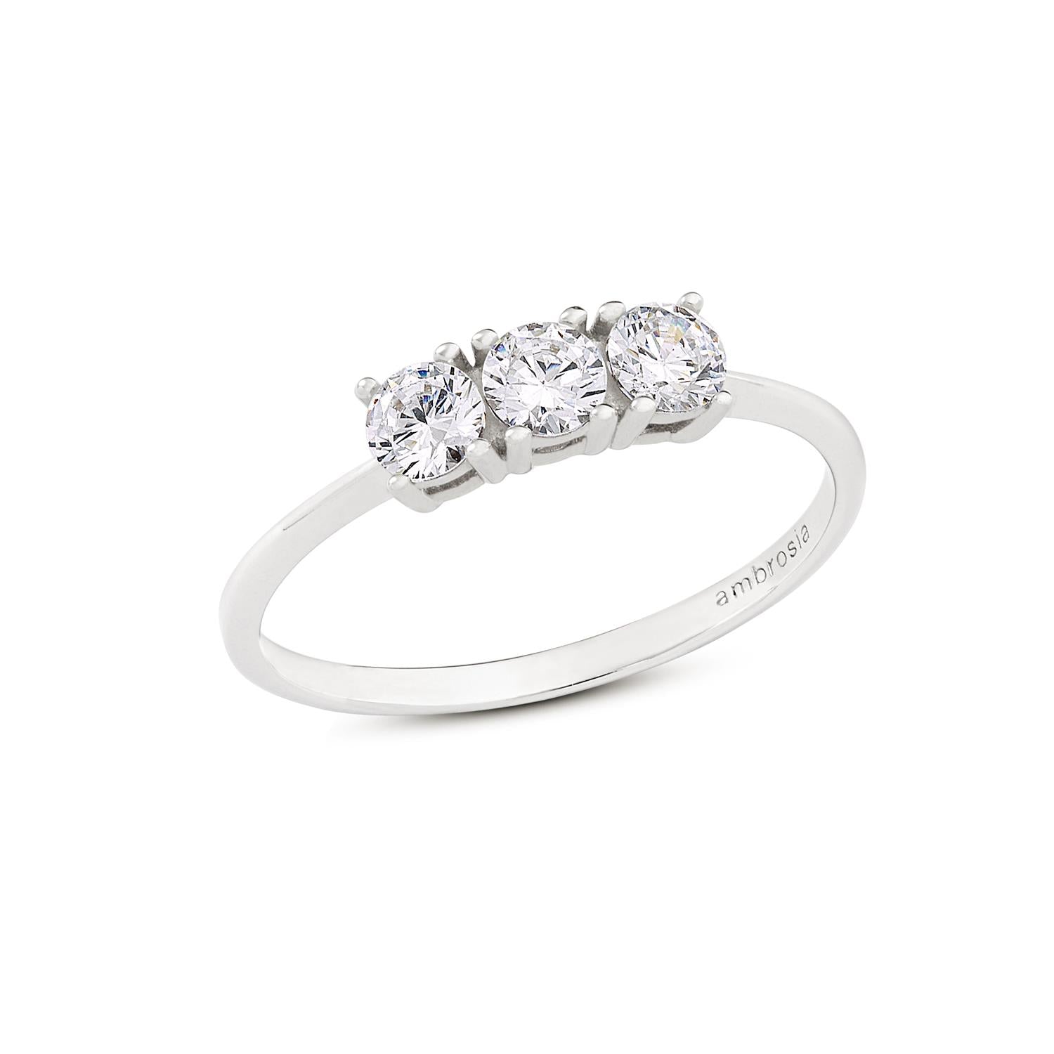 Anello Ambrosia in Oro bianco 18 k con Zirconi bianchi