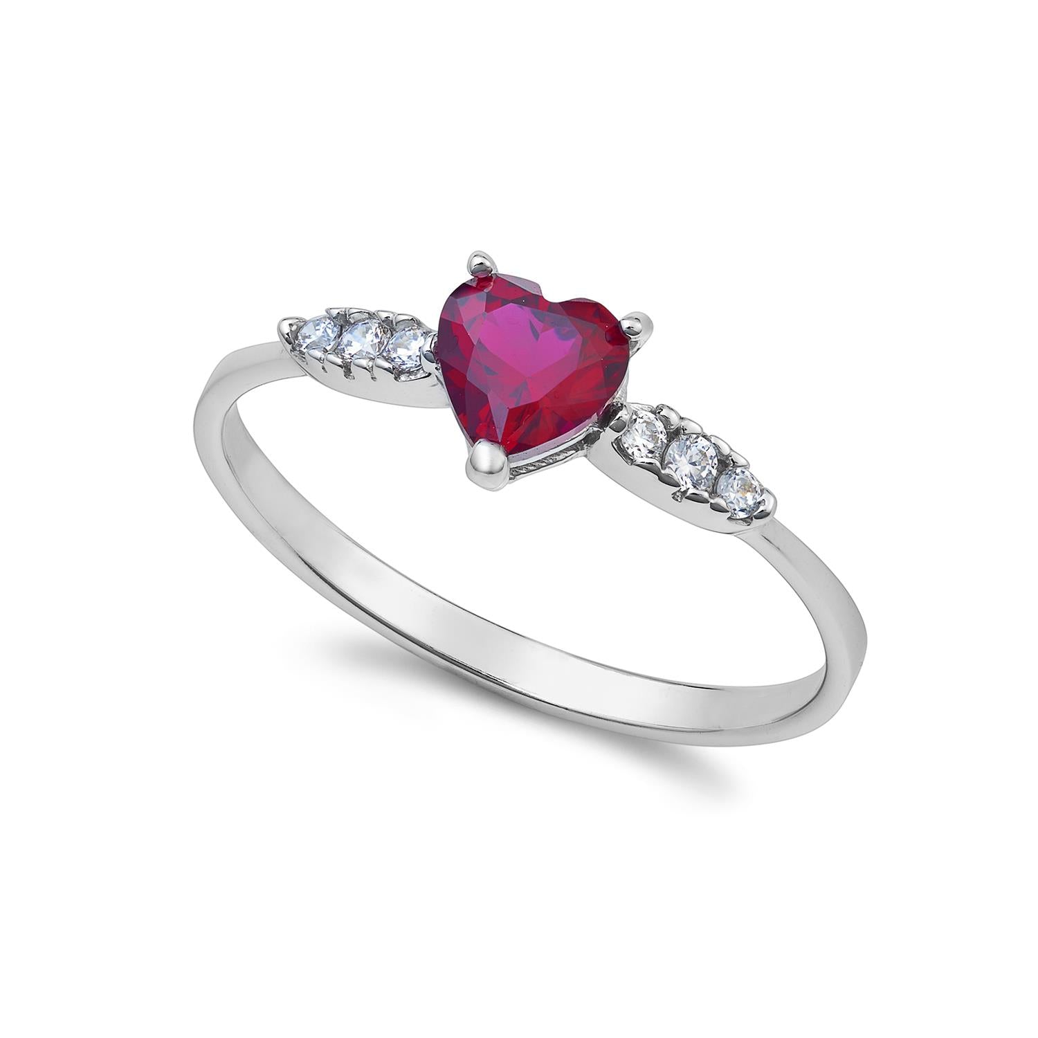Anello Ambrosia in Oro bianco 18 k e Zirconi bianchi e rosso