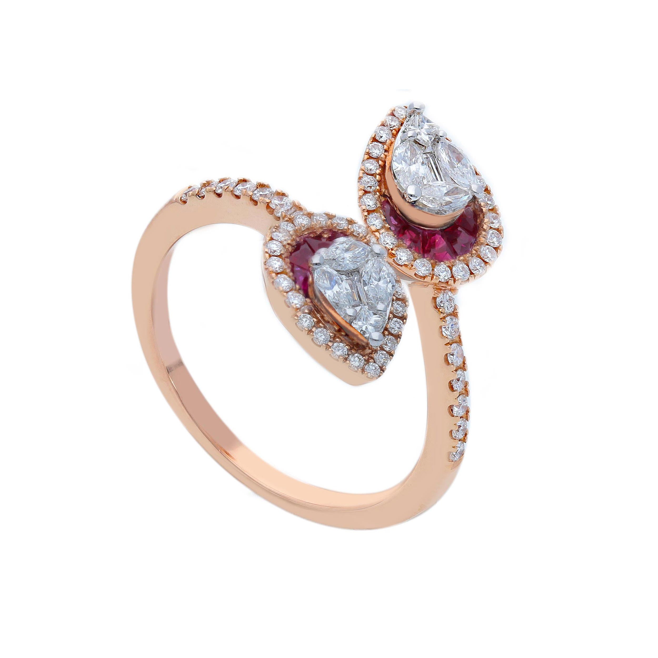 Anello Abeni in oro rosa con rubini e diamanti