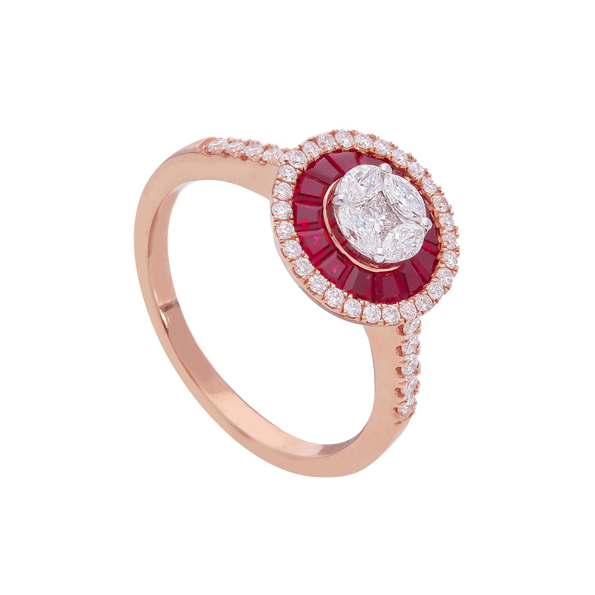 Anello Abeni in oro rosa con rubini e diamanti