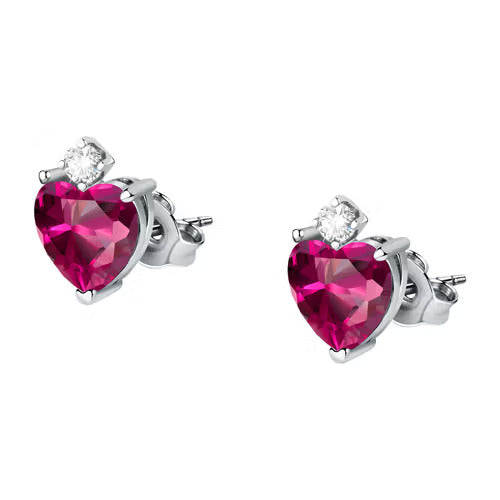 Orecchini Morellato Tesori in argento con cuori di zirconi rossi