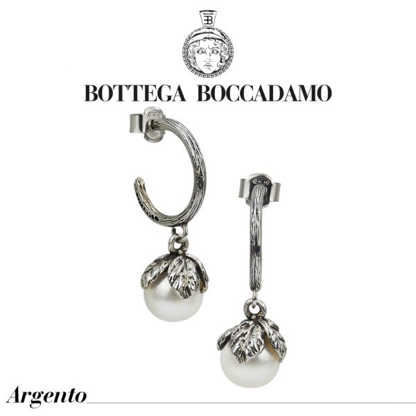 Orecchini Boccadamo mezzaluna con perla naturale pendente