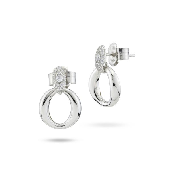 Orecchini Boccadamo in argento con pendenti circolari e zirconi