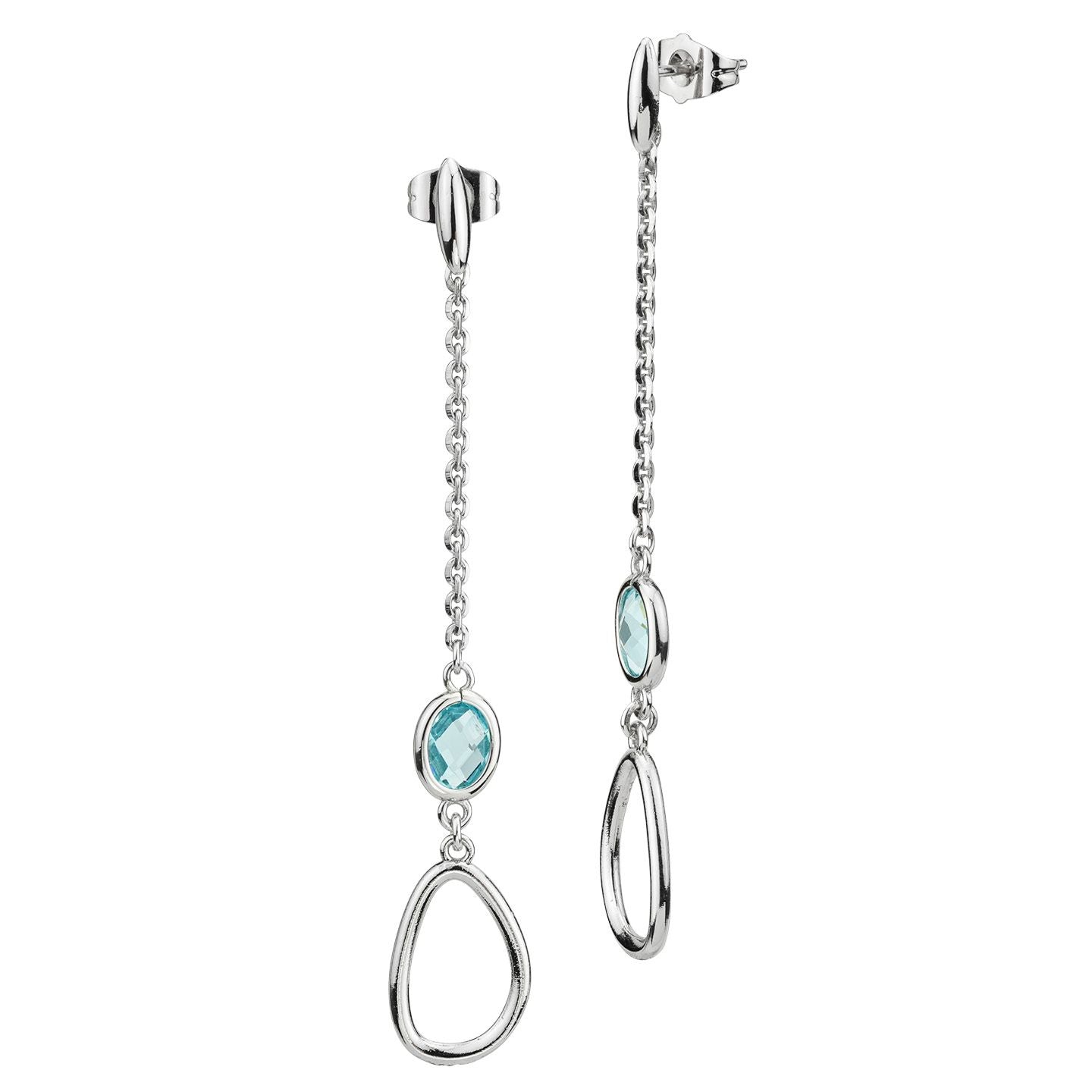 Orecchini Boccadamo pendenti con cristallo acquamarina e modulo a goccia