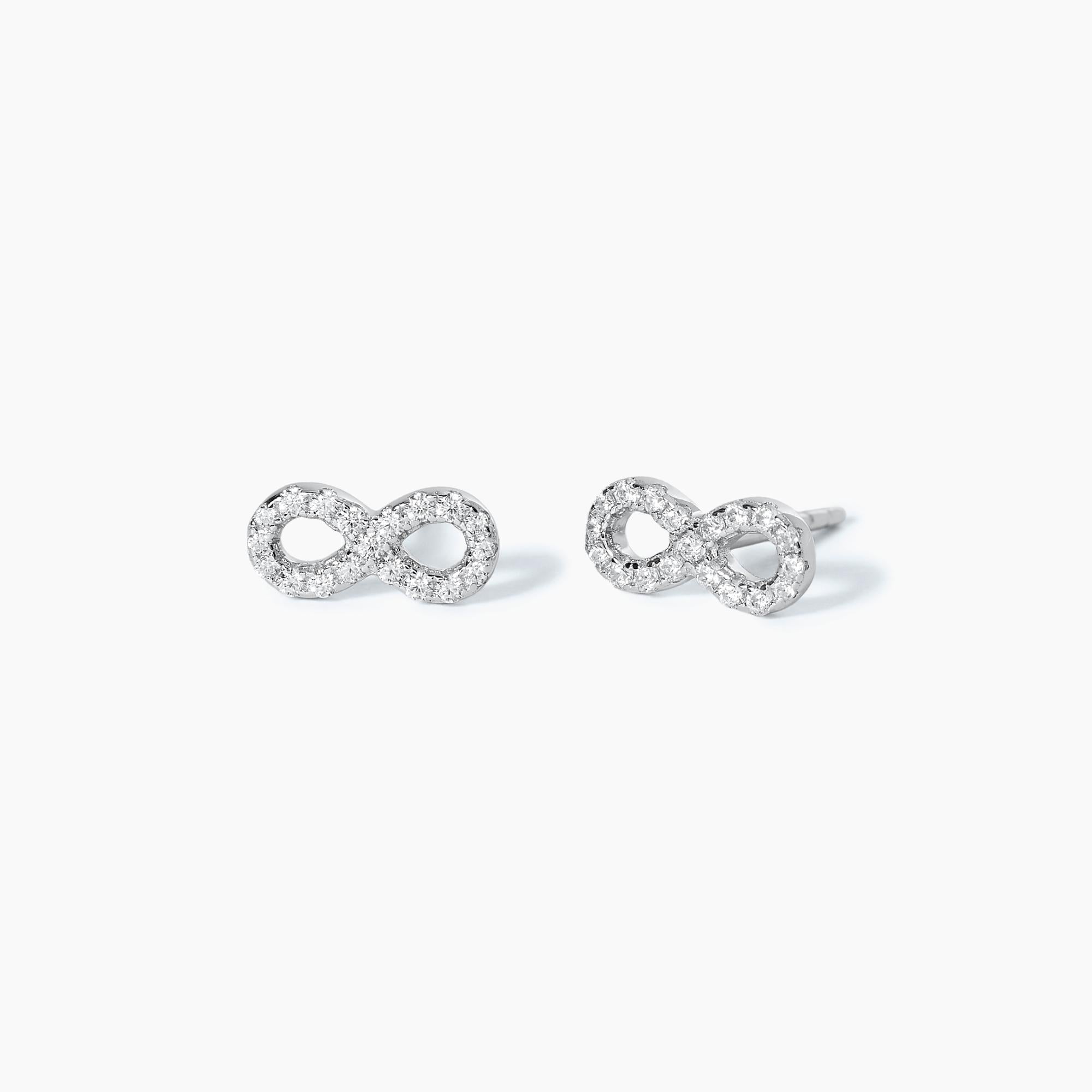 Orecchini Mabina in argento a lobo a forma di infinito con zirconi
