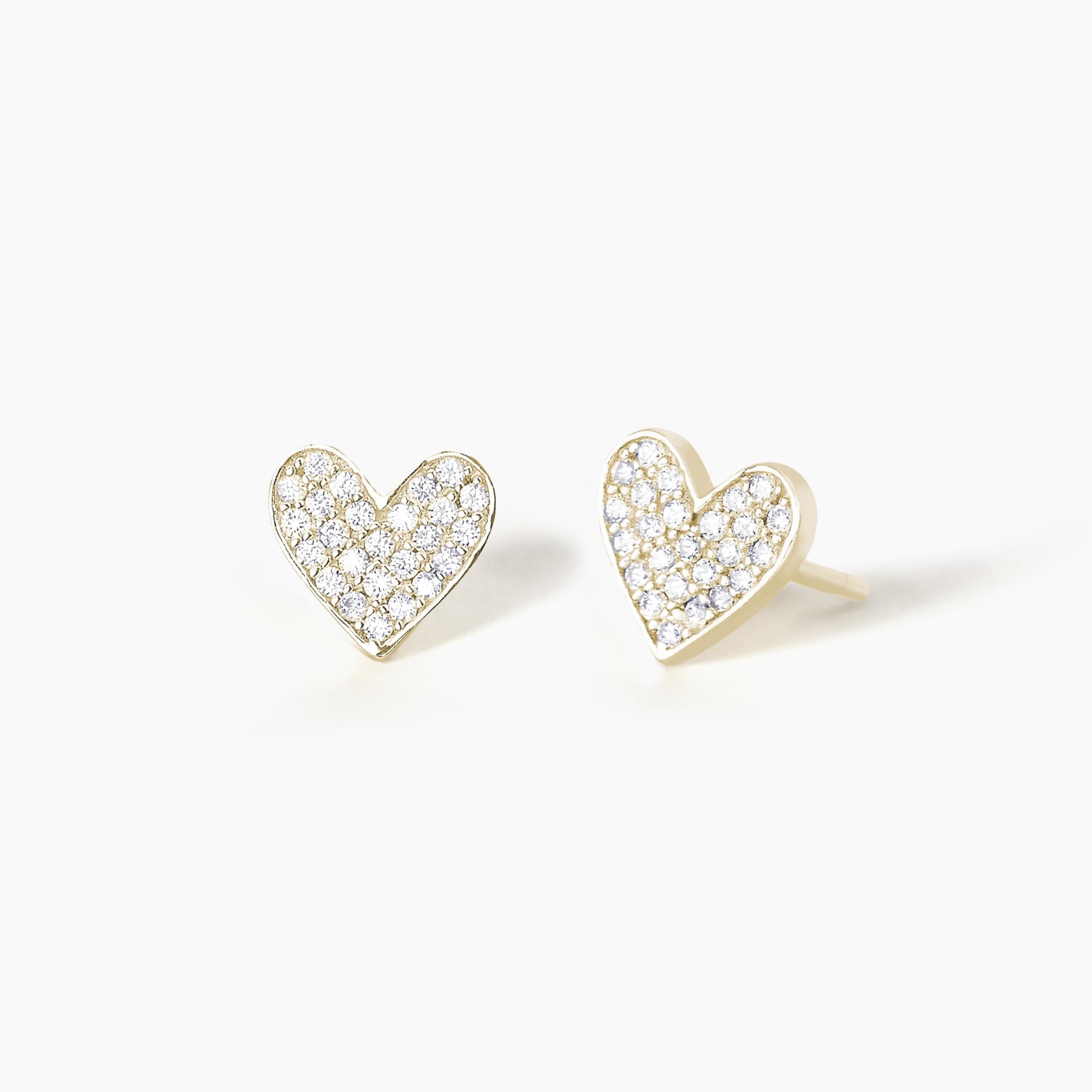Orecchini Mabina in argento placcato oro con cuore di zirconi