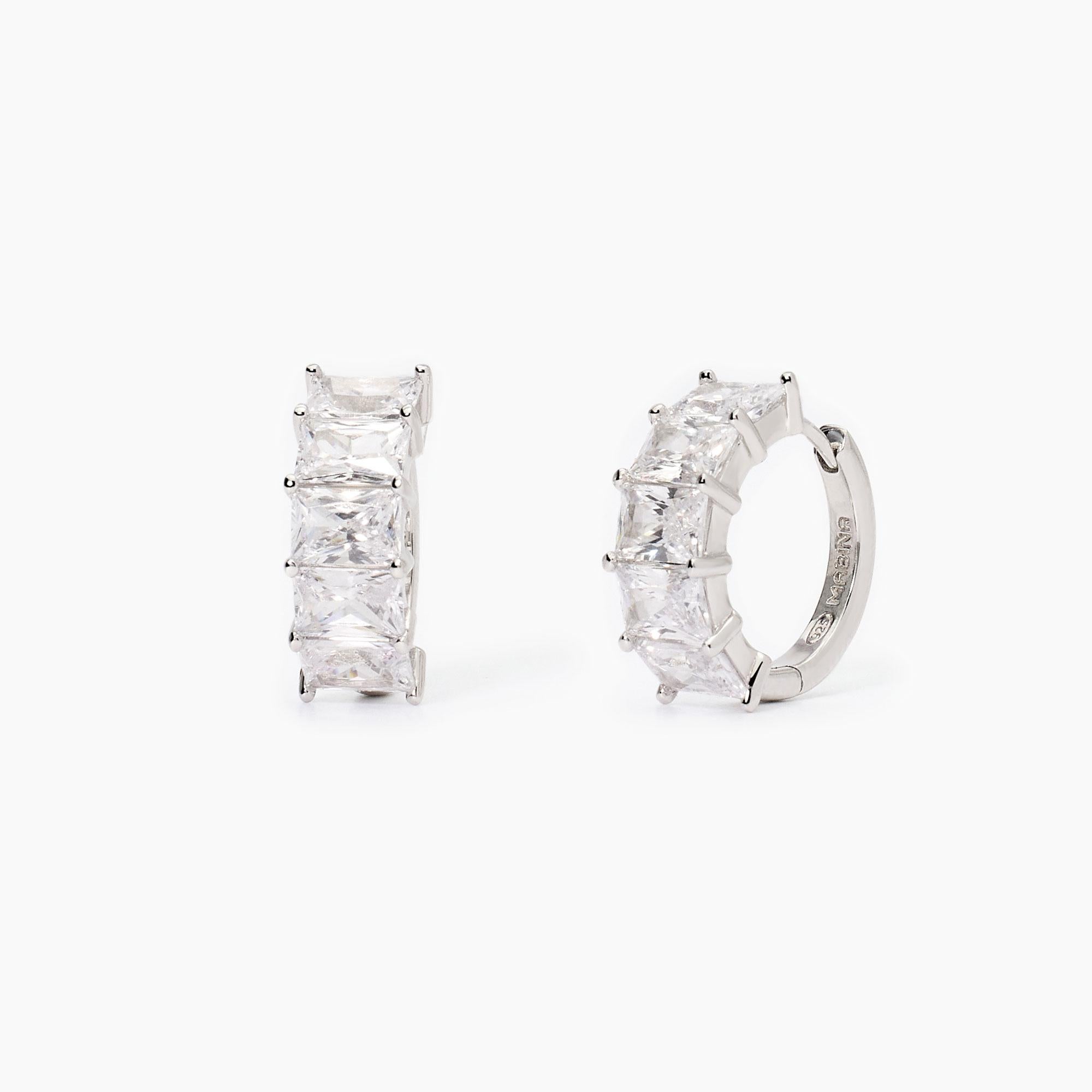 Orecchini Mabina in argento con zirconi baguette