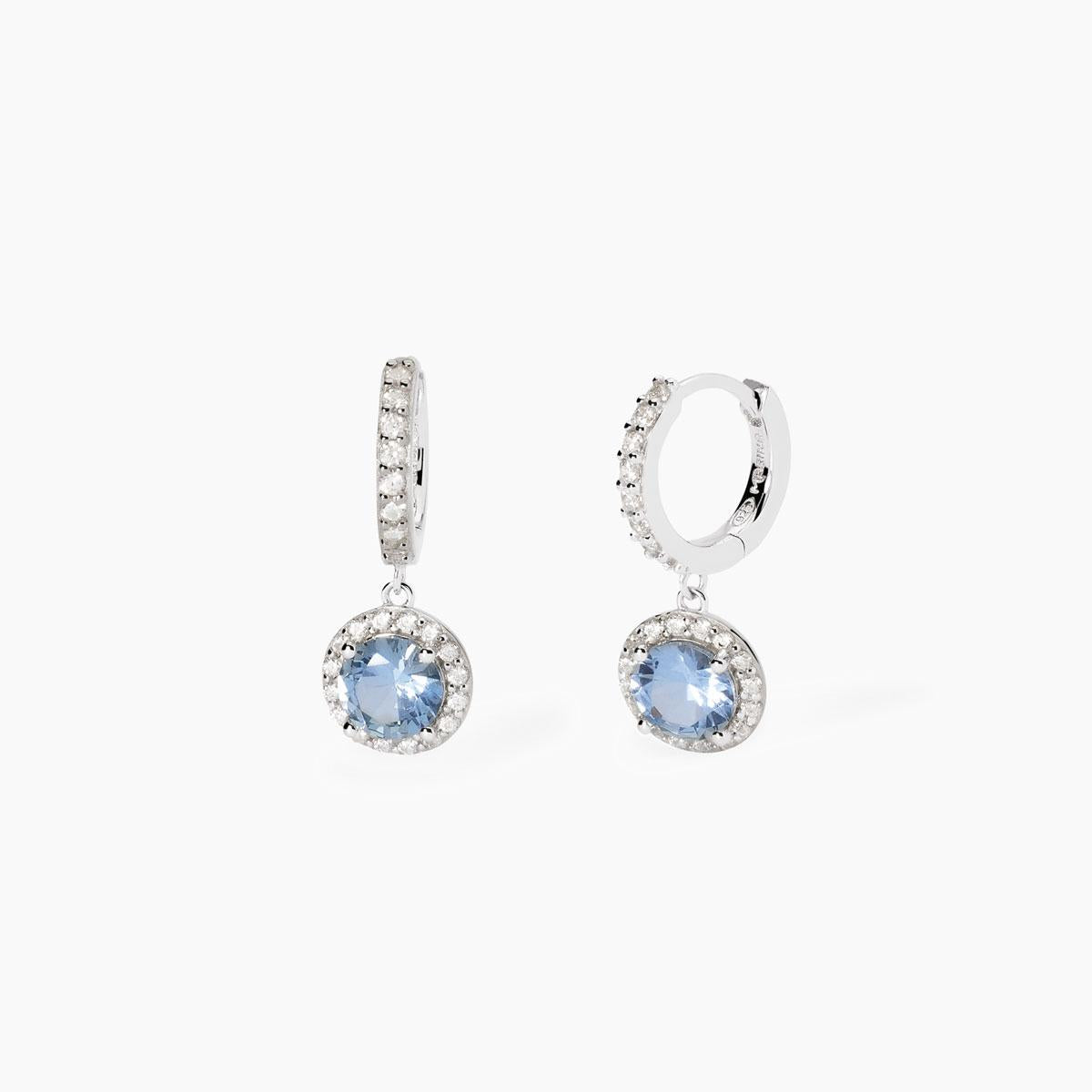 Orecchini Mabina in argento con acquamarina sintetica e zirconi