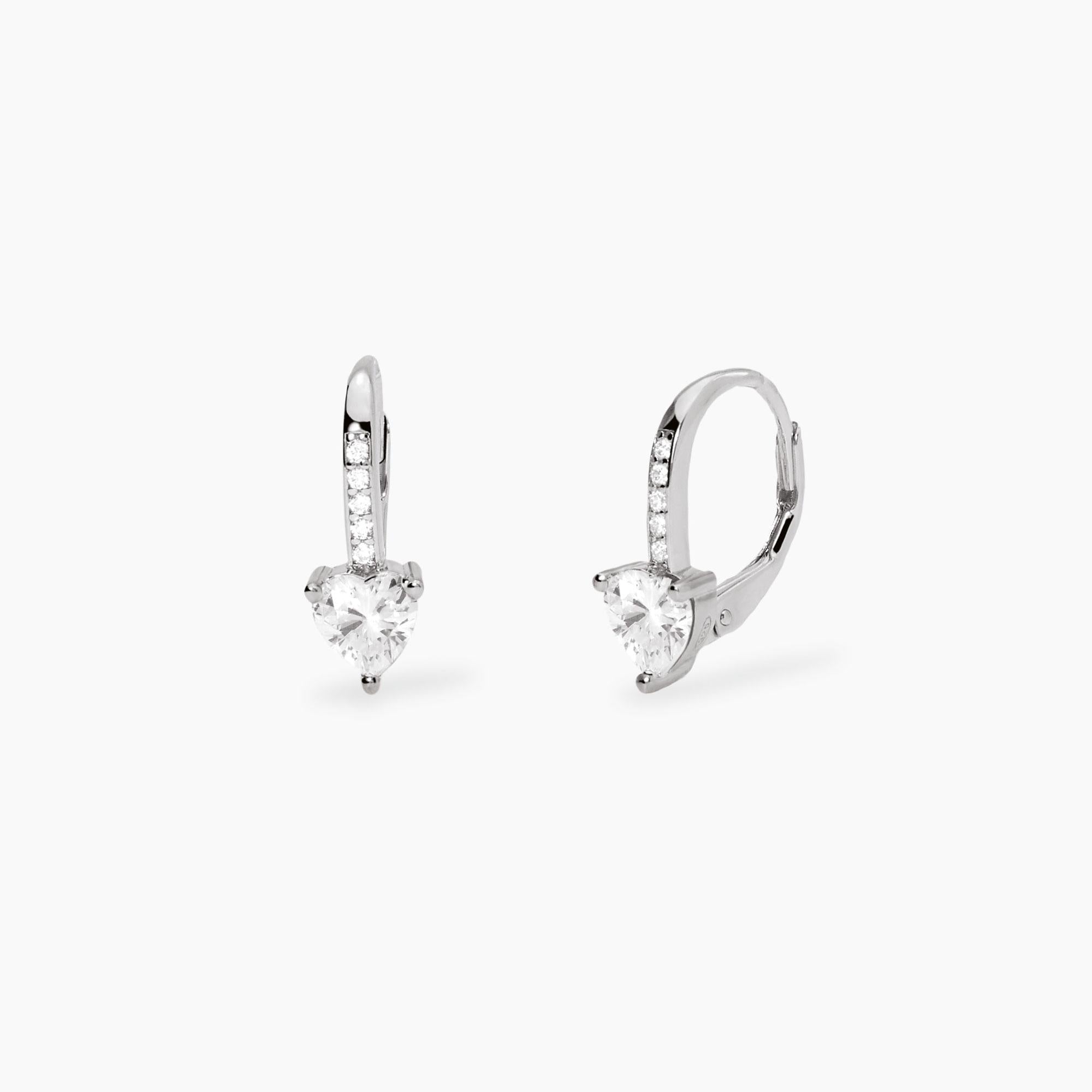Orecchini Mabina in argento a monachella con zirconi taglio cuore