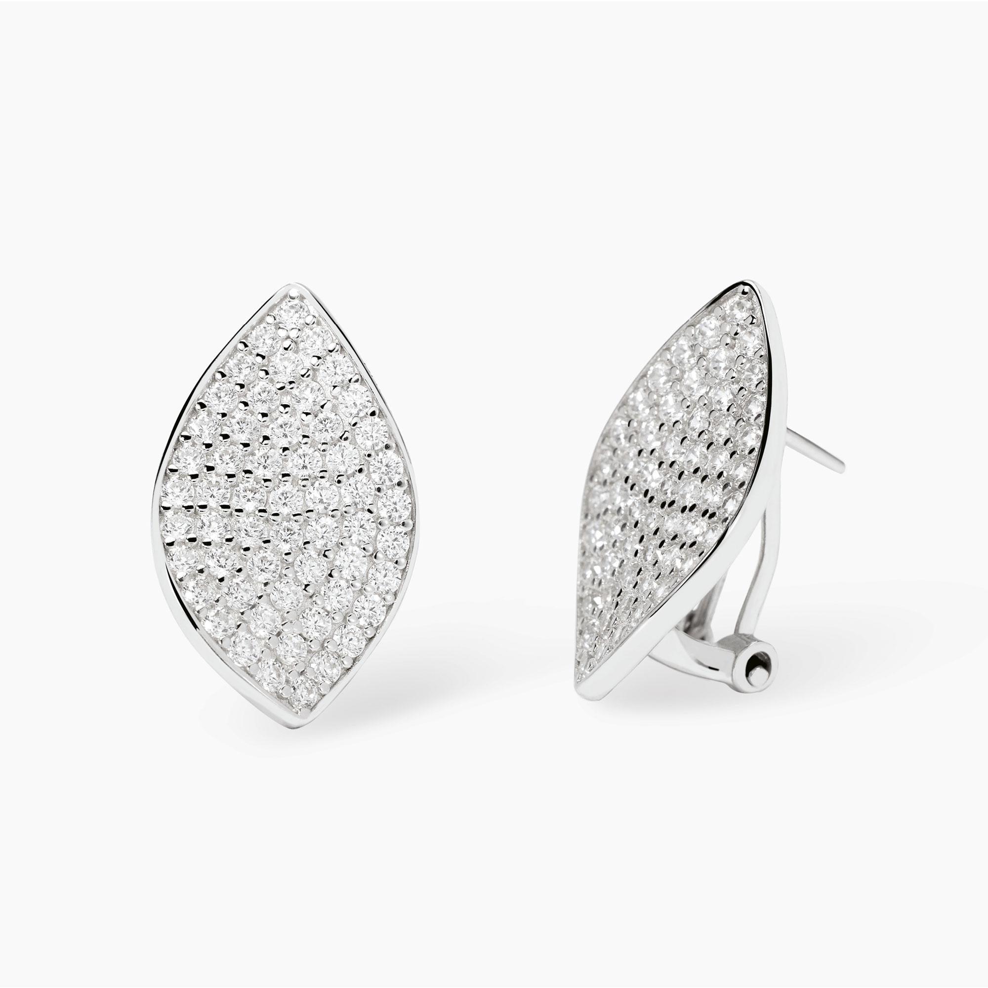 Orecchini Mabina in argento a lobo in pavè di zirconi