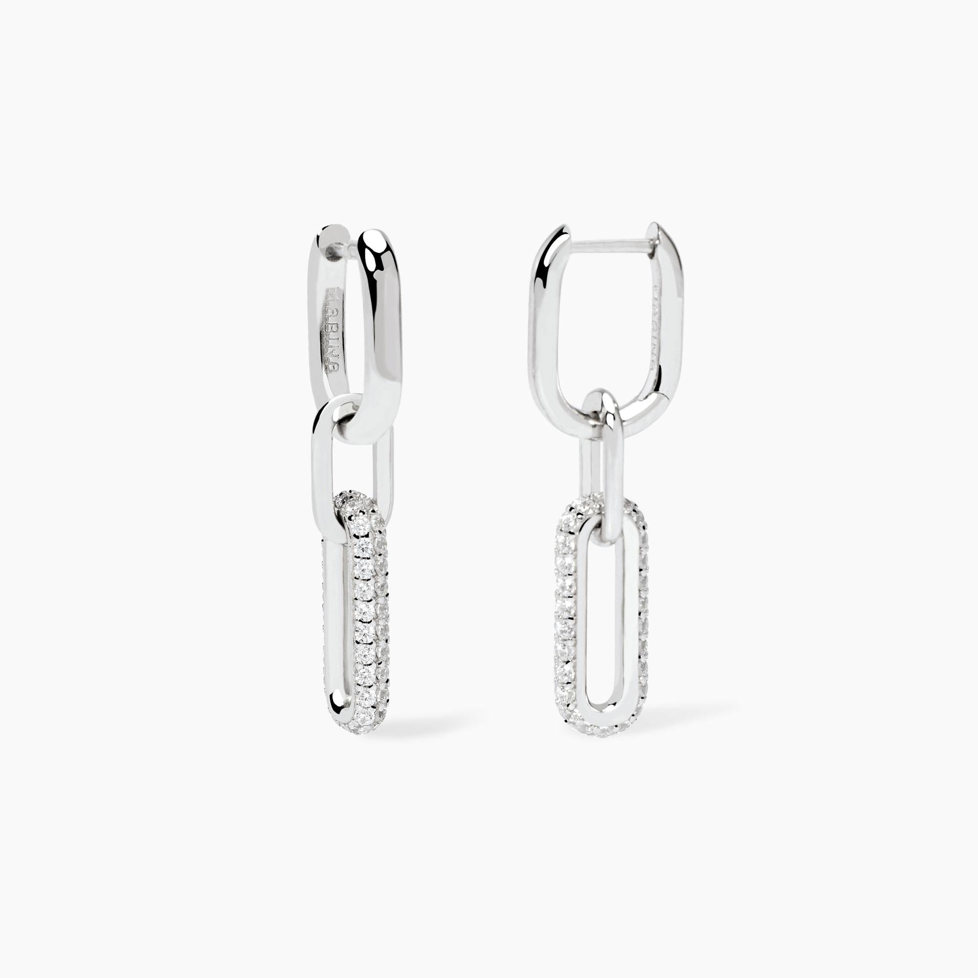 Orecchini Mabina in argento pendenti con zirconi