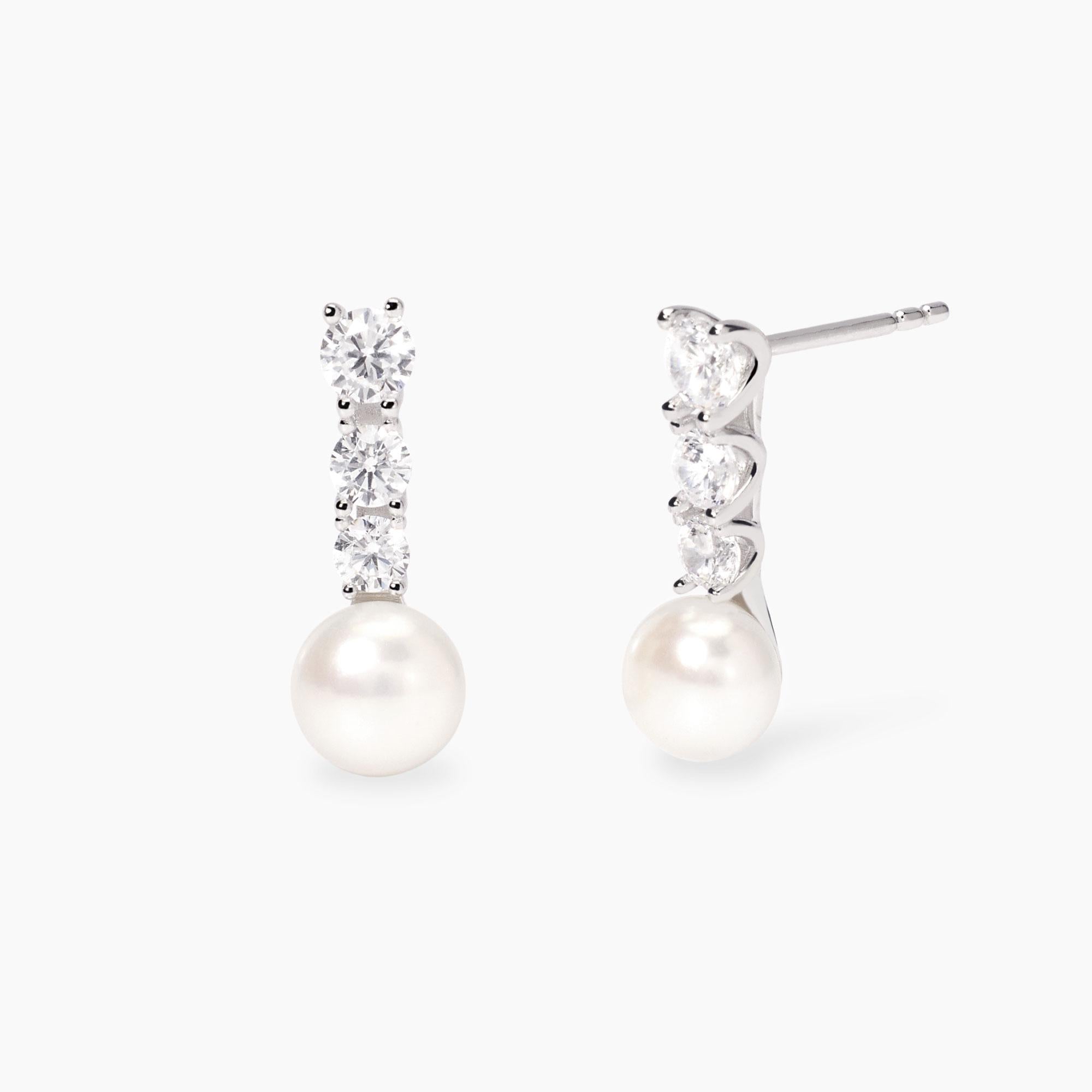 Orecchini Mabina in argento con zirconi e perle coltivate