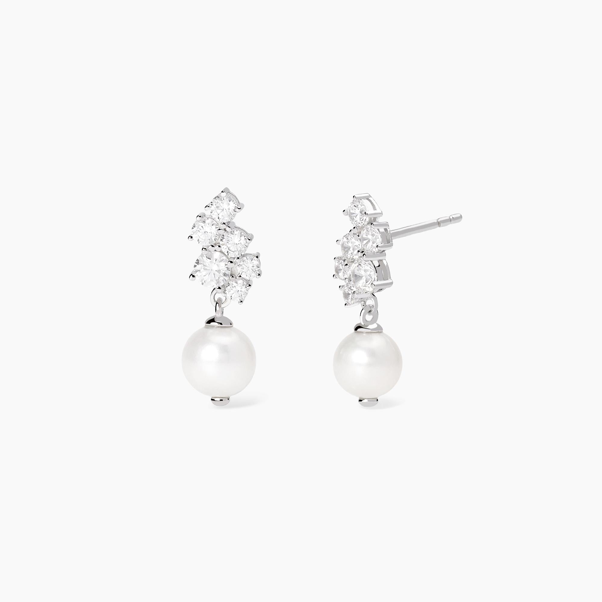 Orecchini Mabina in argento con perla e zirconi