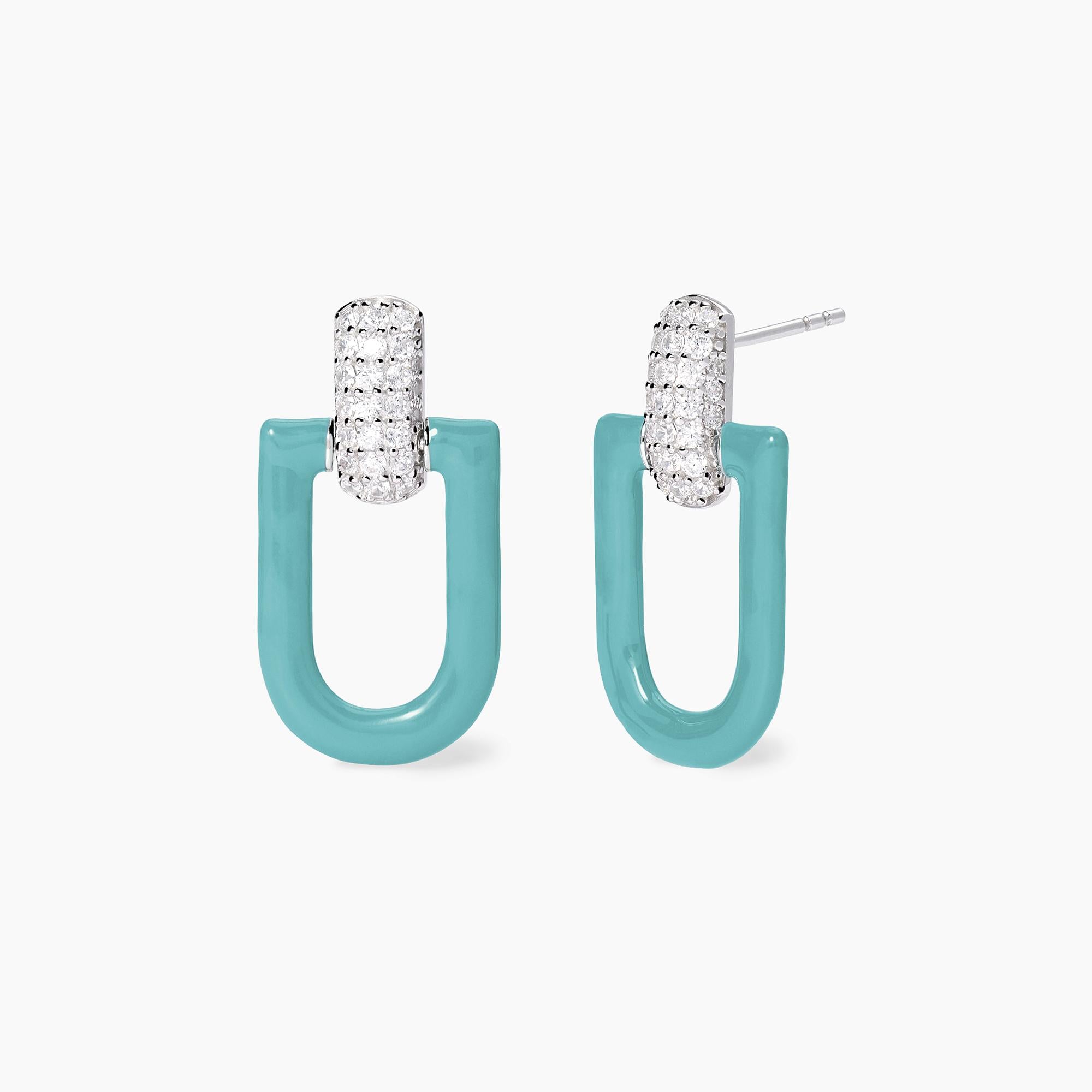 Orecchini Mabina in argento con smalto azzurro e zirconi