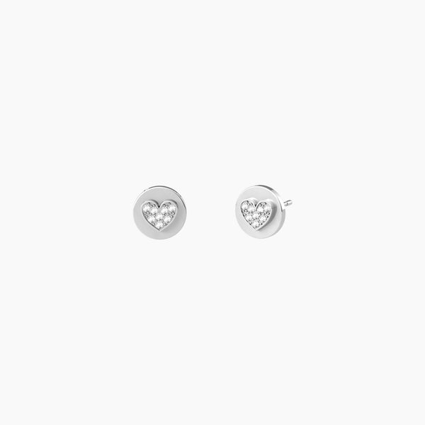 Orecchini Kidult Symbols tonfi con cuori e cristalli bianchi